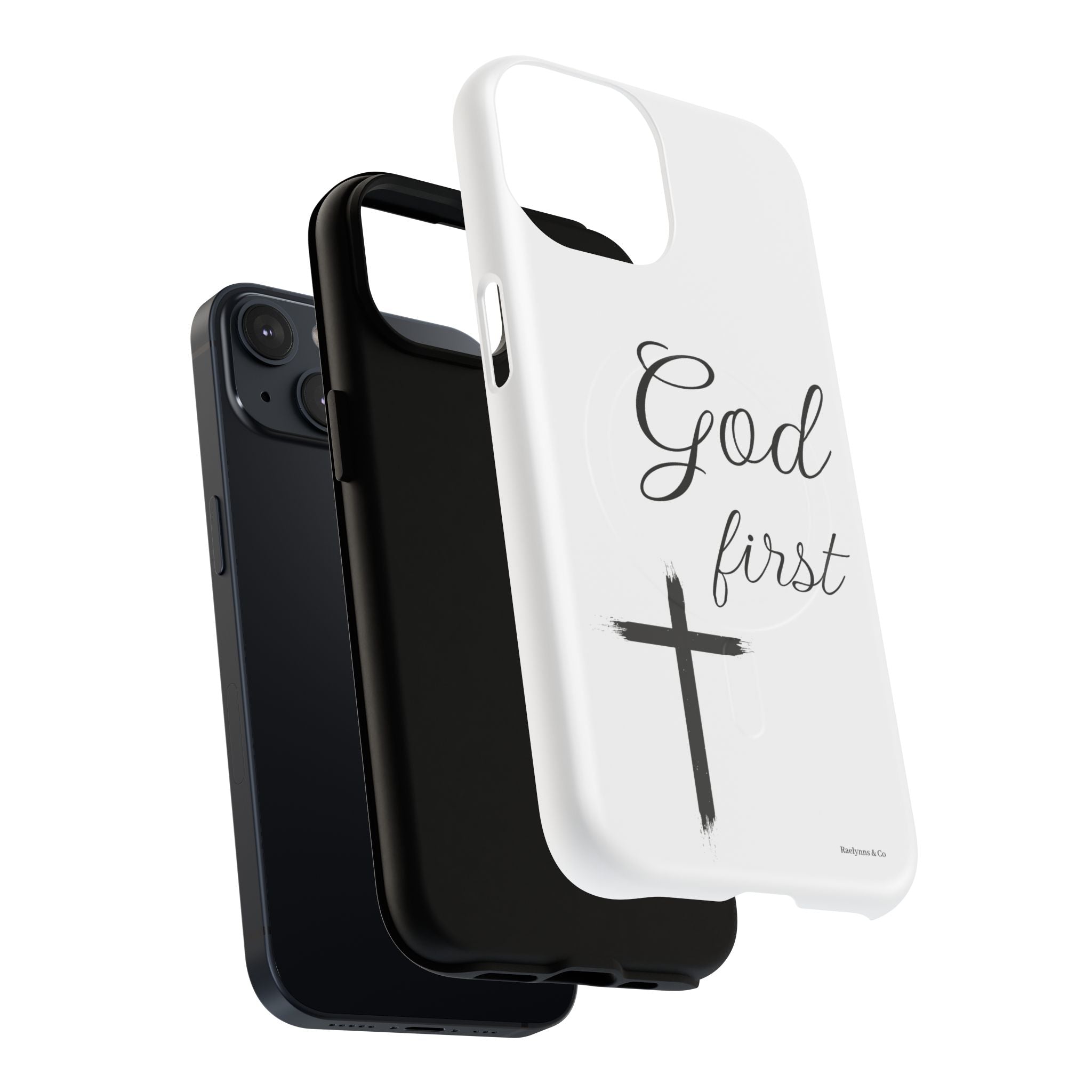God First Phone Case — White Tough Magnetic Christian iPhone Cover