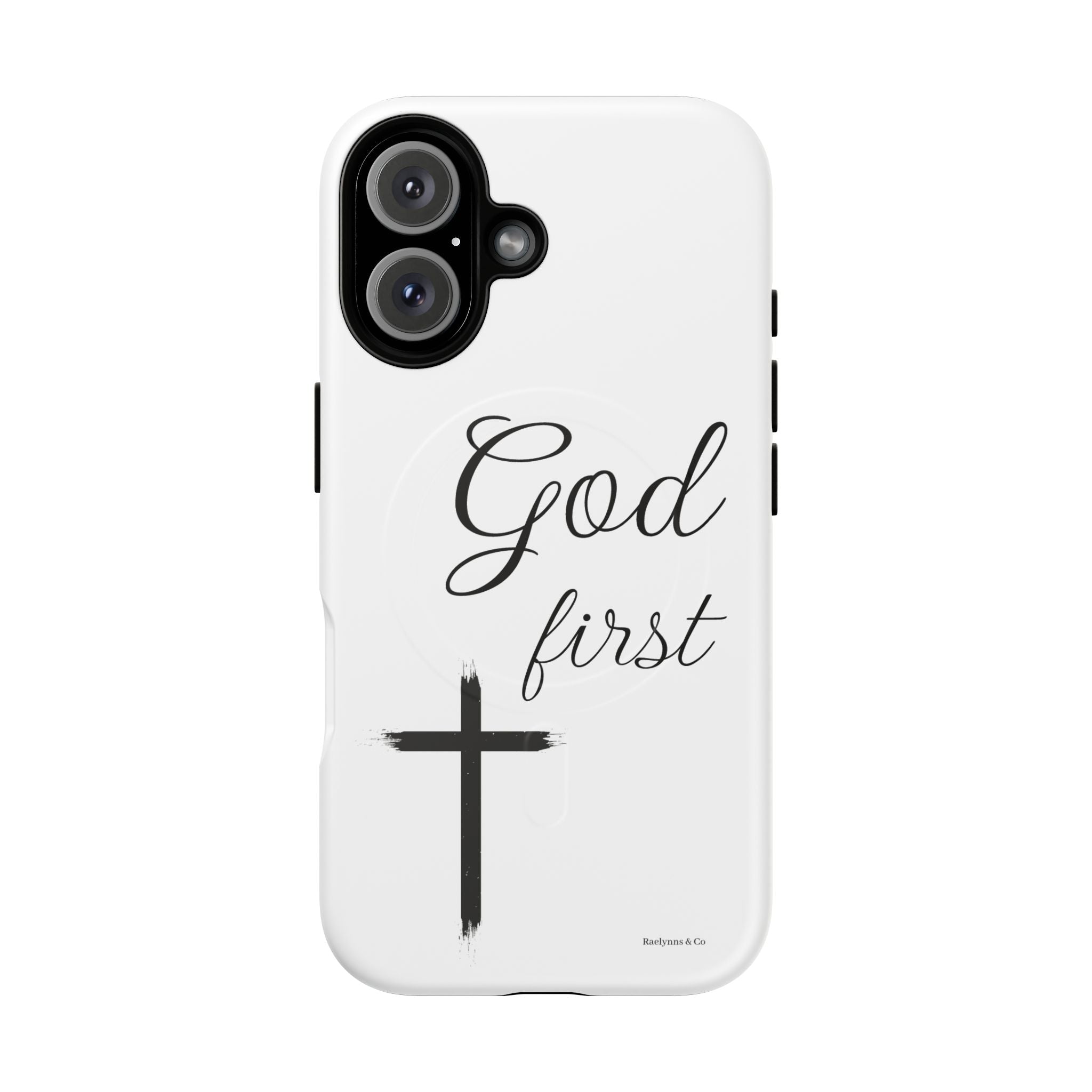 God First Phone Case — White Tough Magnetic Christian iPhone Cover