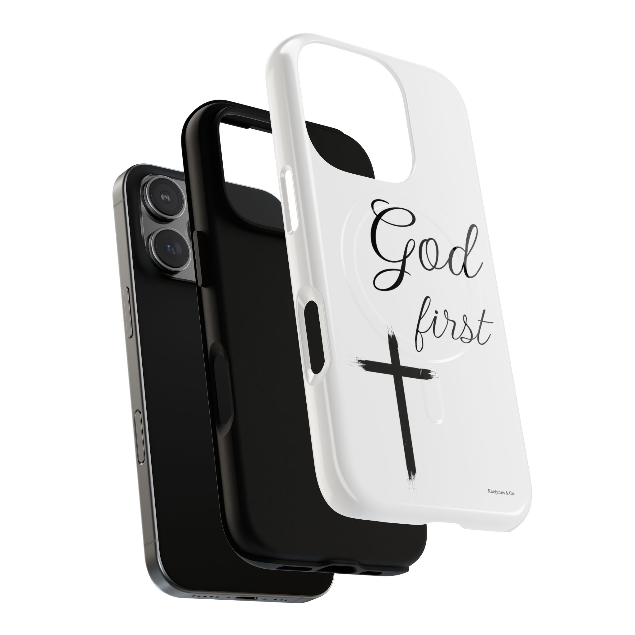 God First Phone Case — White Tough Magnetic Christian iPhone Cover
