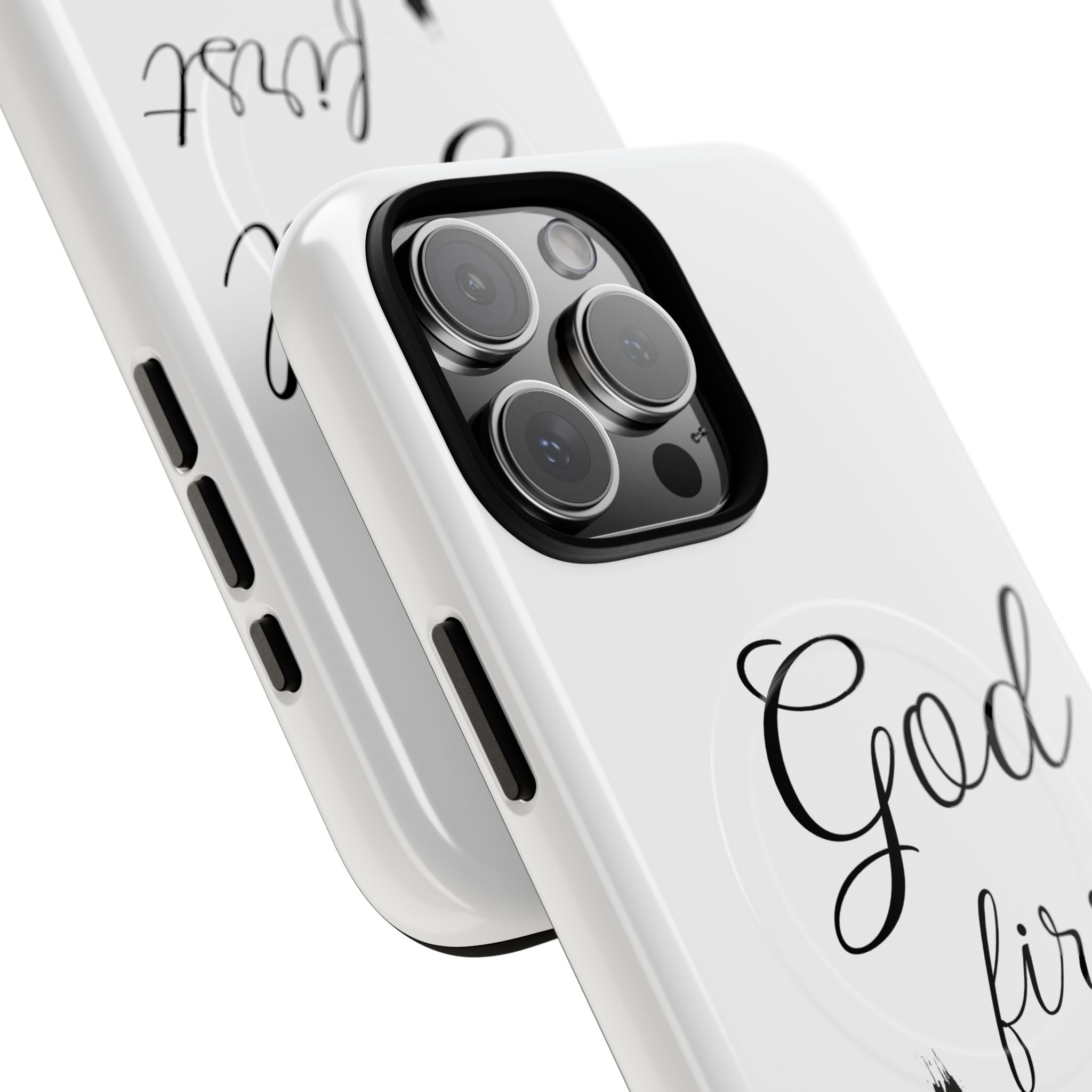 God First Phone Case — White Tough Magnetic Christian iPhone Cover