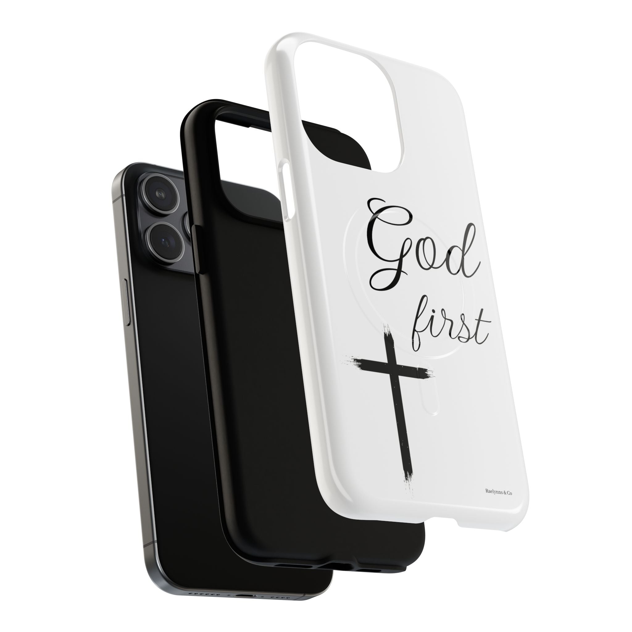 God First Phone Case — White Tough Magnetic Christian iPhone Cover