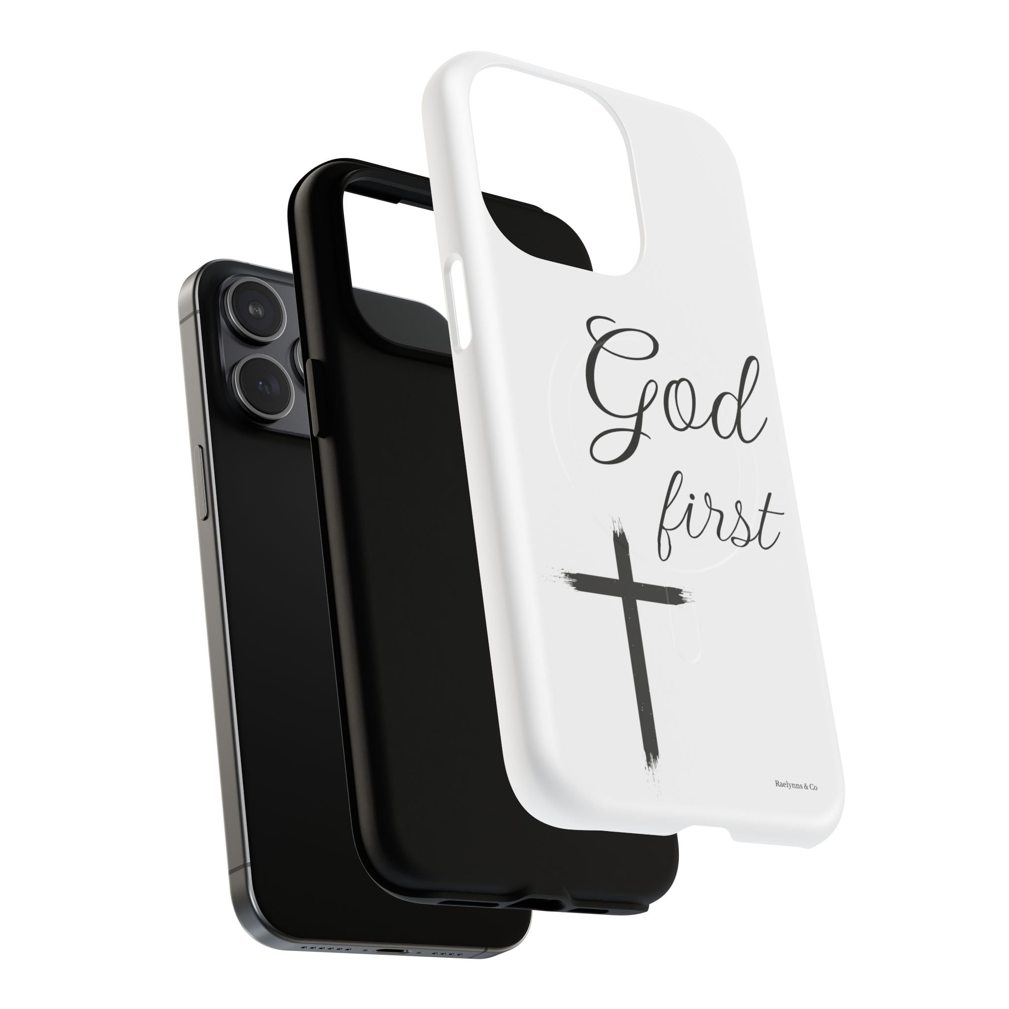 God First Phone Case — White Tough Magnetic Christian iPhone Cover