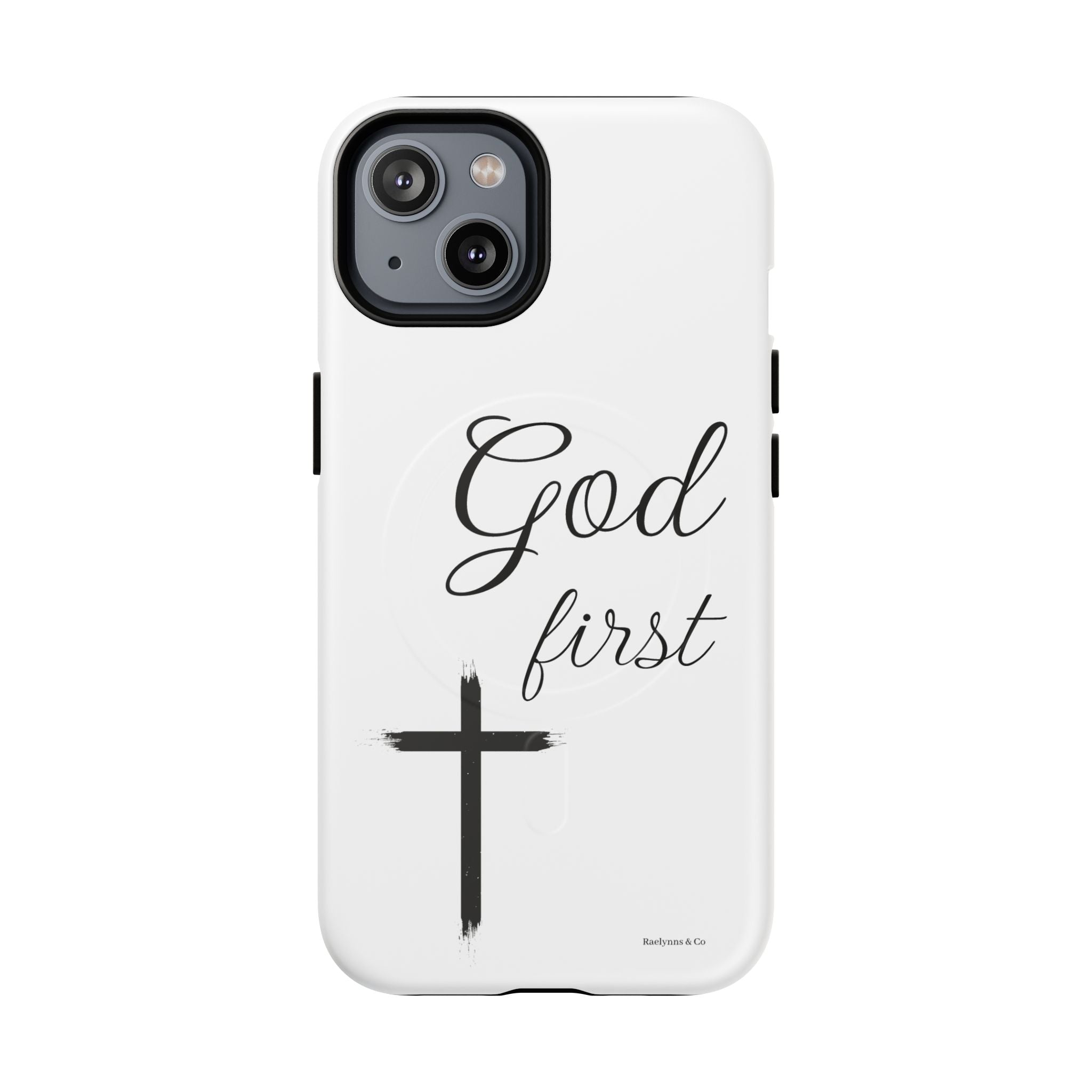 God First Phone Case — White Tough Magnetic Christian iPhone Cover