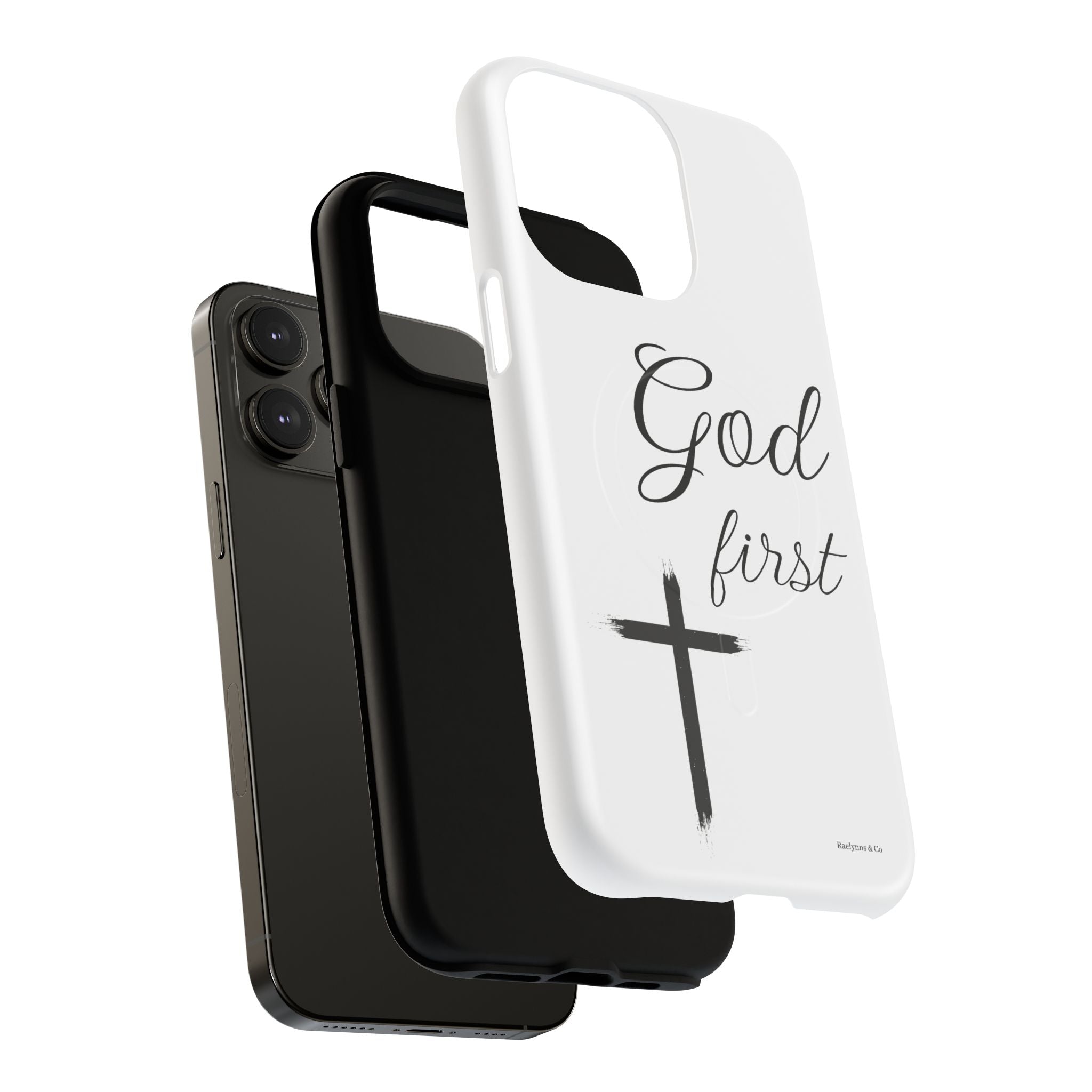 God First Phone Case — White Tough Magnetic Christian iPhone Cover