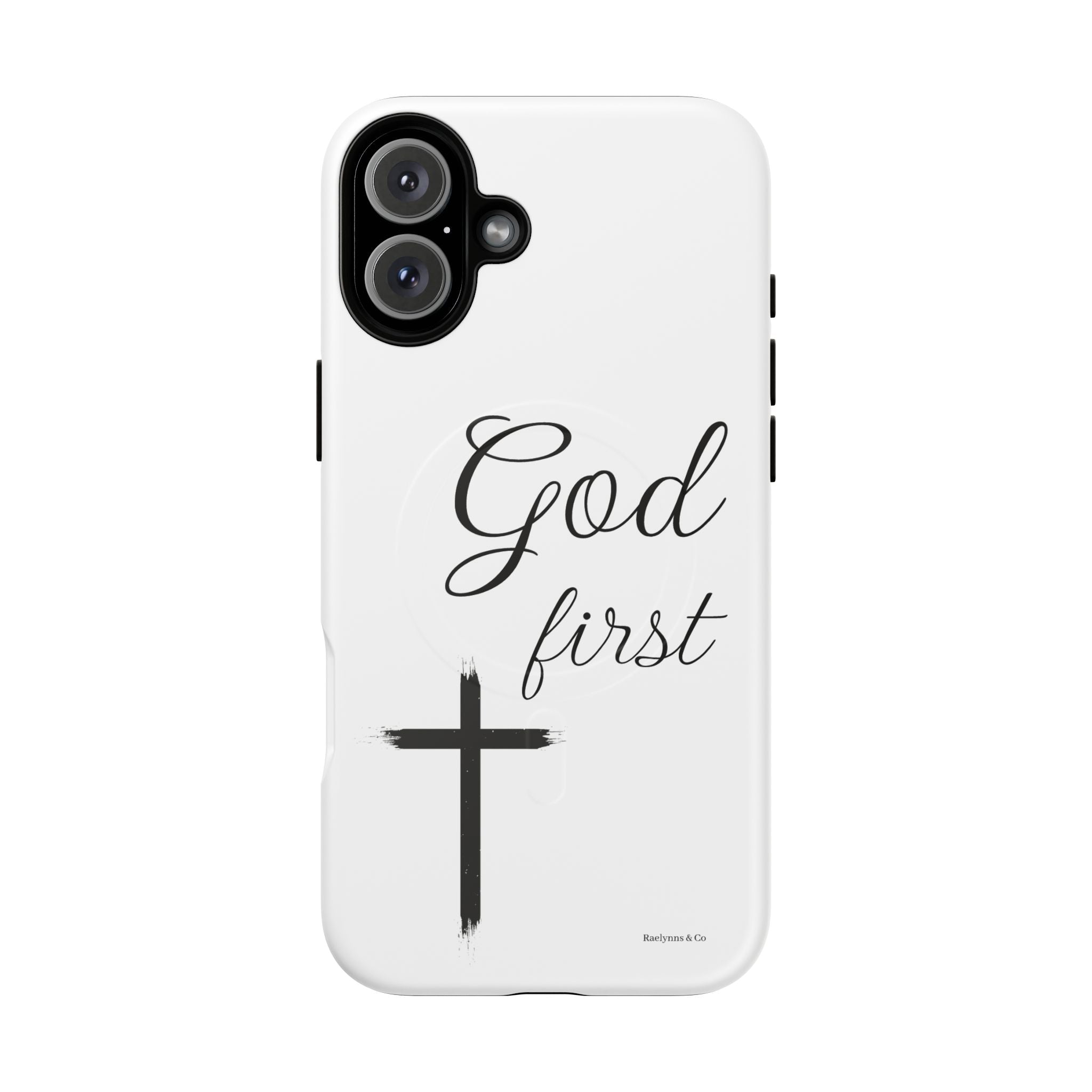 God First Phone Case — White Tough Magnetic Christian iPhone Cover
