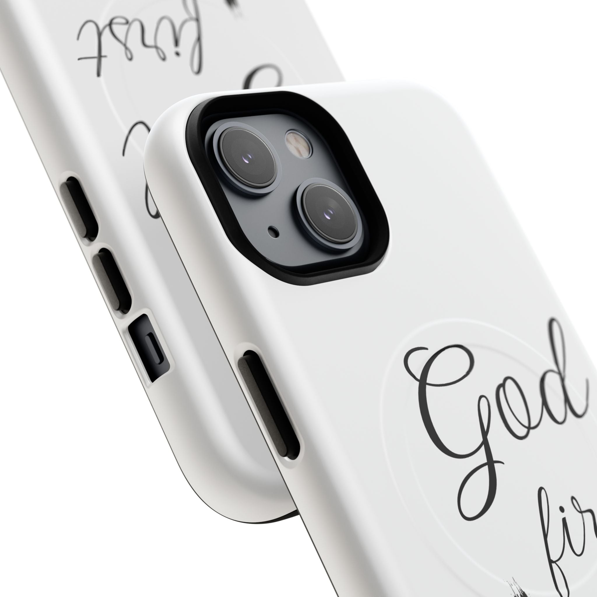 God First Phone Case — White Tough Magnetic Christian iPhone Cover