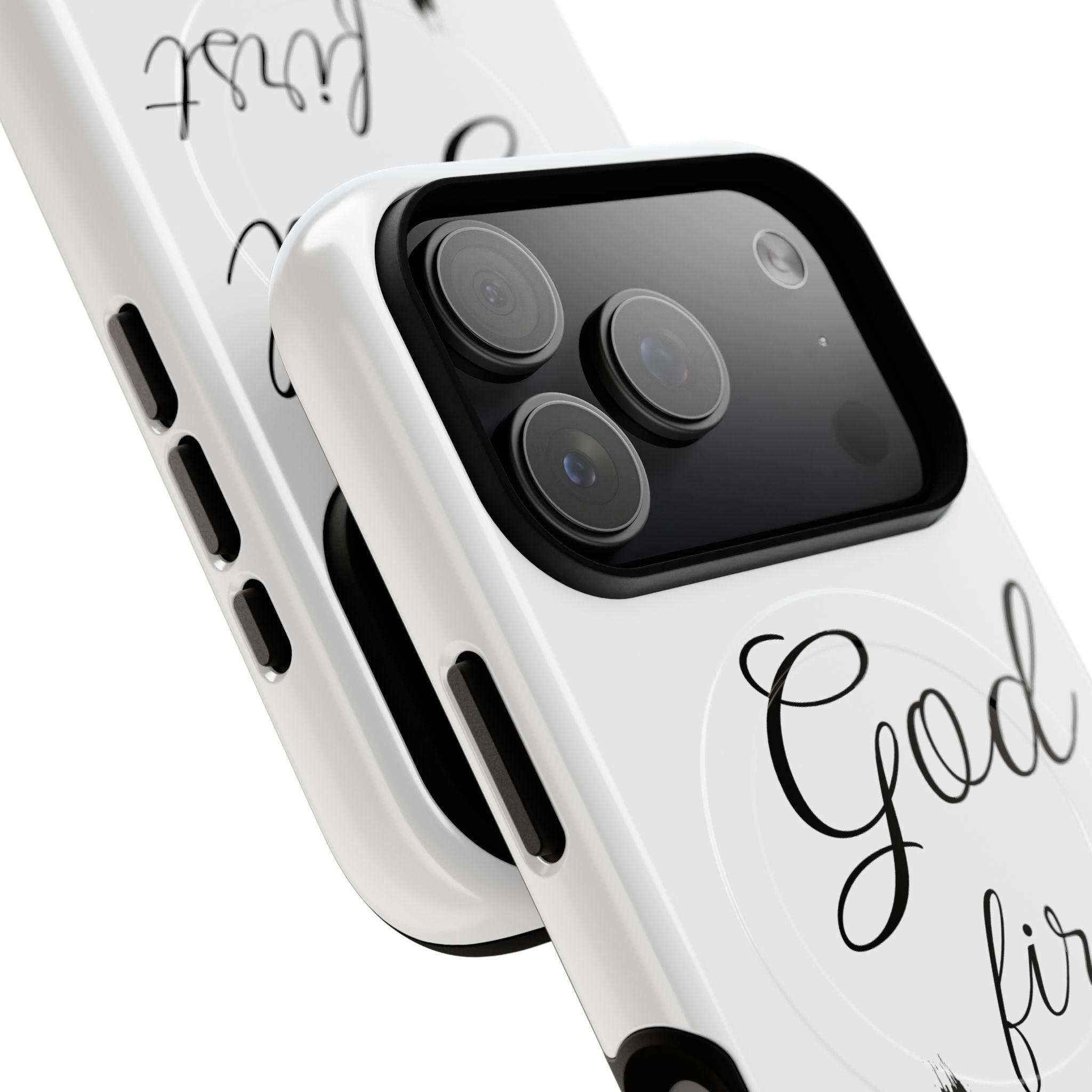 God First Phone Case — White Tough Magnetic Christian iPhone Cover
