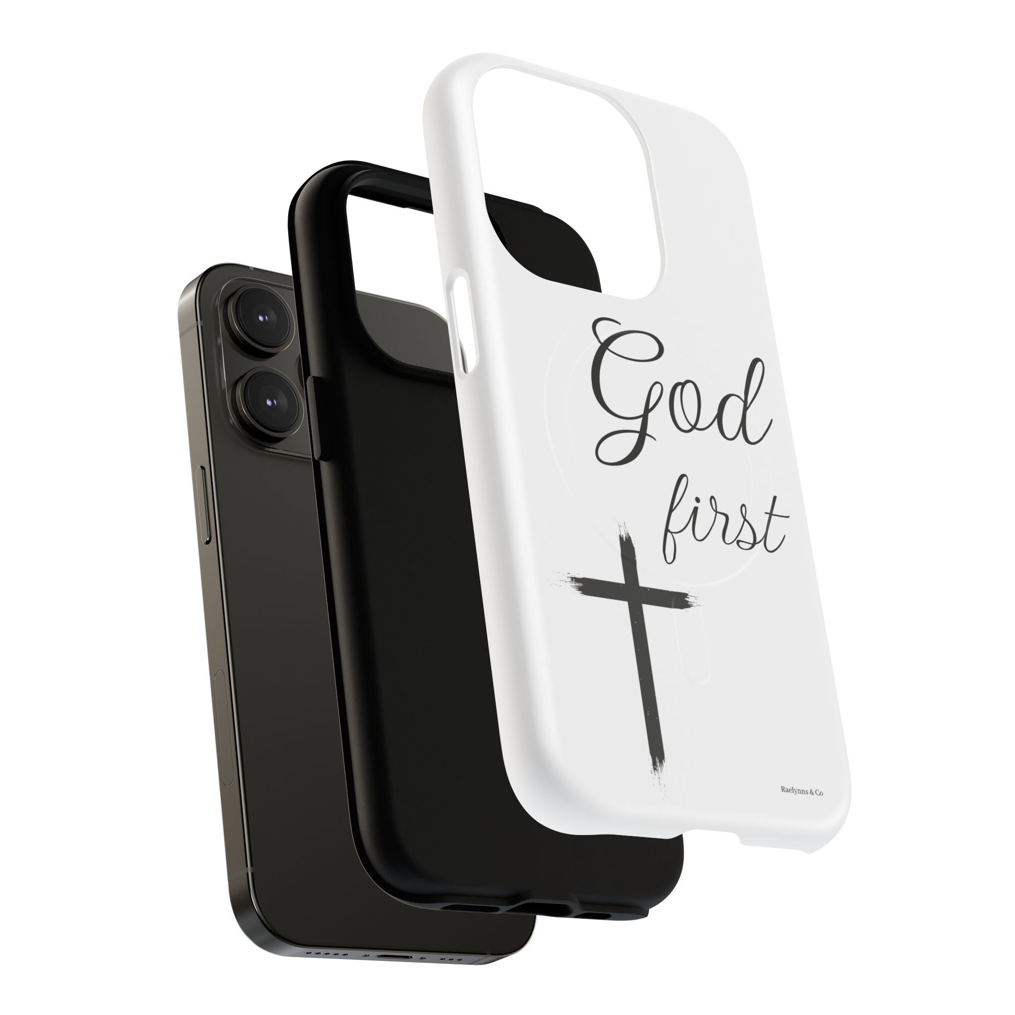 God First Phone Case — White Tough Magnetic Christian iPhone Cover