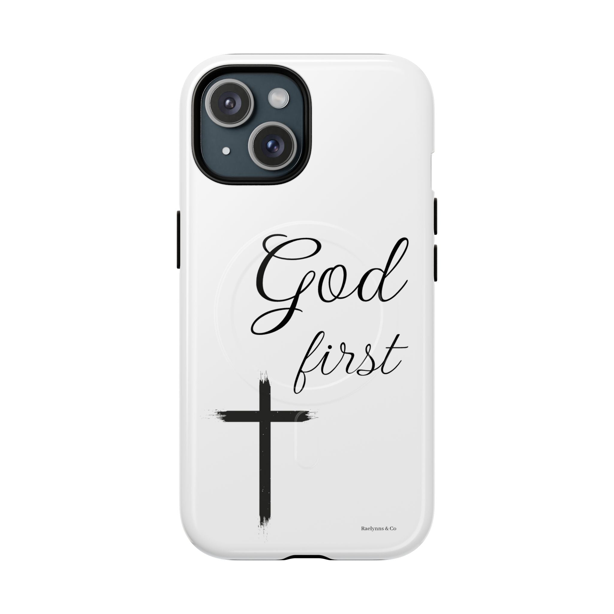 God First Phone Case — White Tough Magnetic Christian iPhone Cover