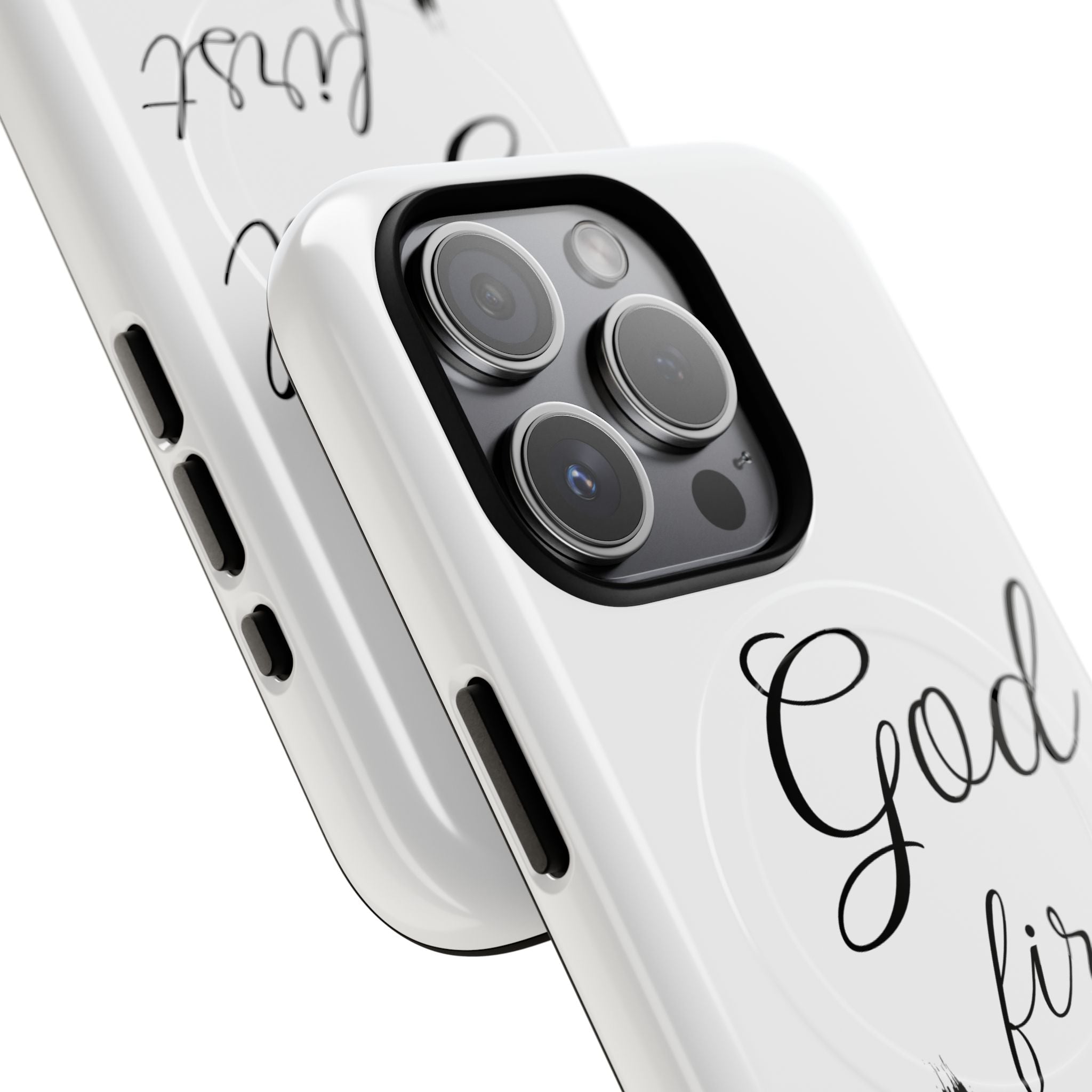 God First Phone Case — White Tough Magnetic Christian iPhone Cover