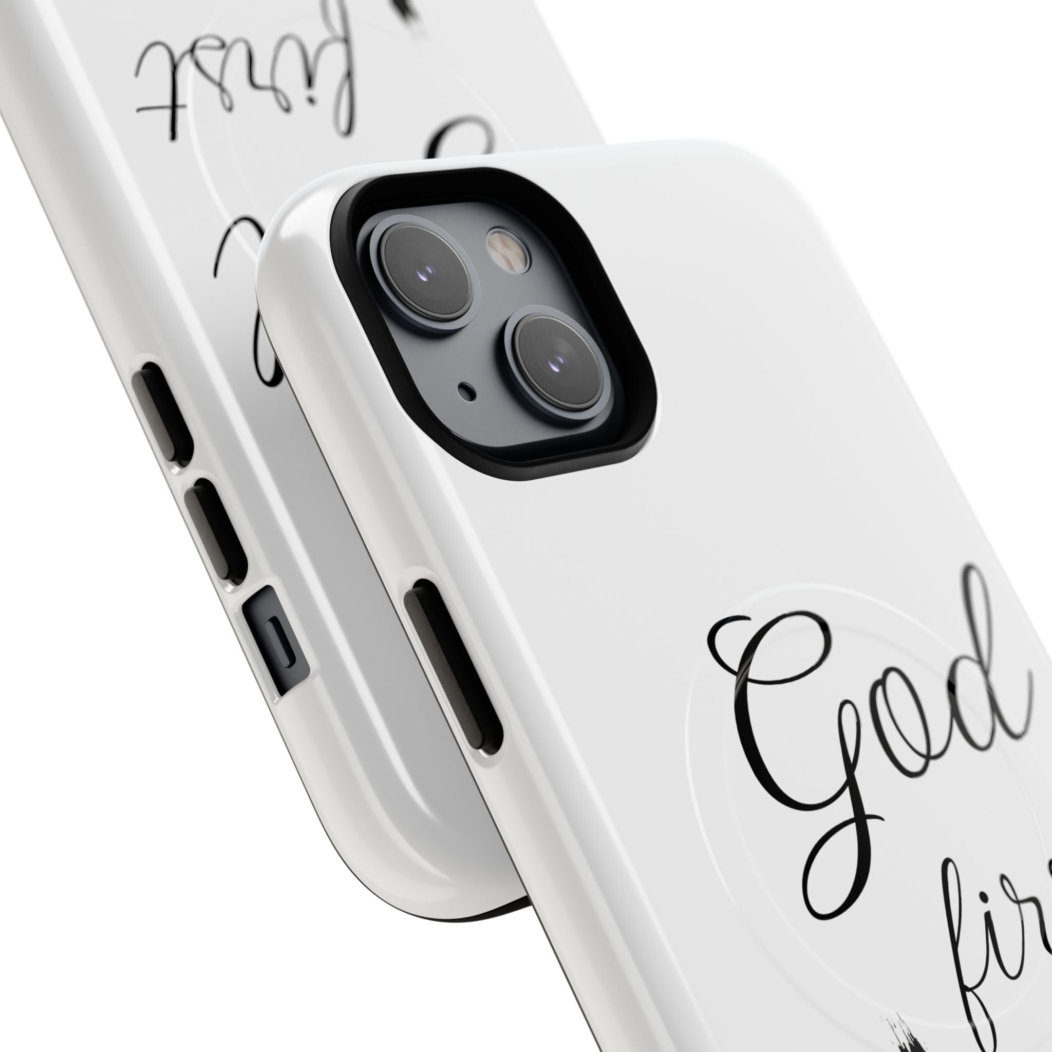 God First Phone Case — White Tough Magnetic Christian iPhone Cover