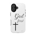 God First Phone Case — White Tough Magnetic Christian iPhone Cover