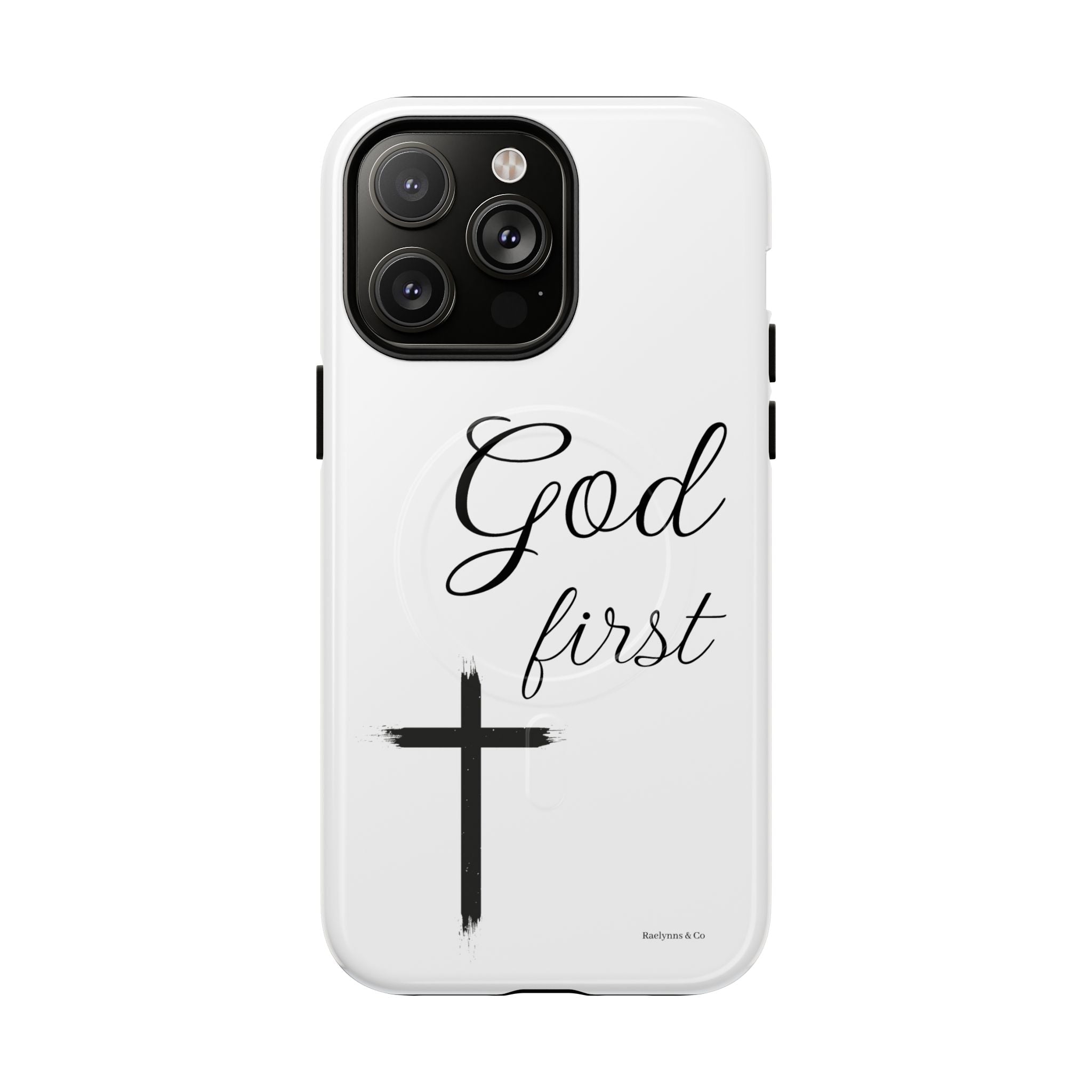 God First Phone Case — White Tough Magnetic Christian iPhone Cover