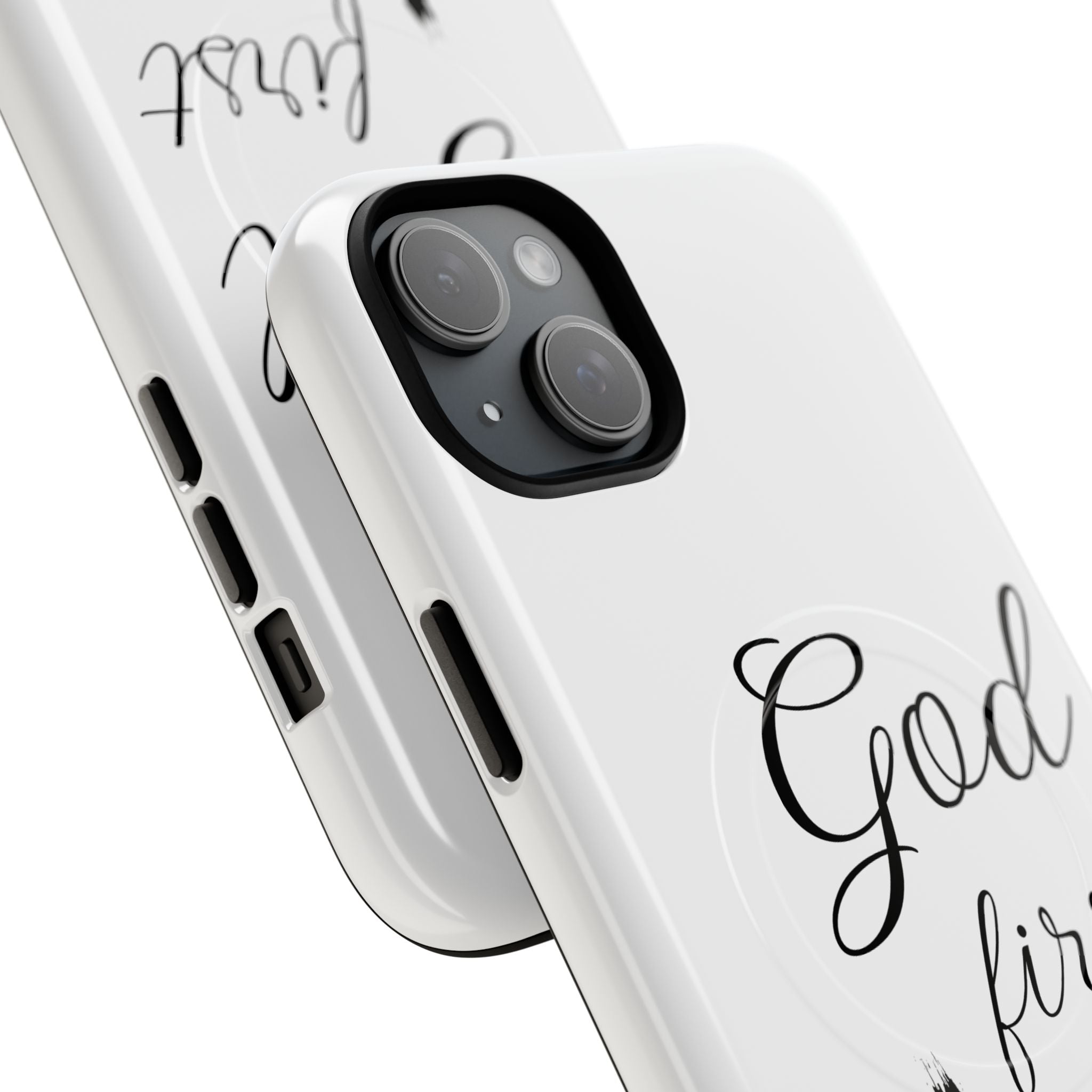 God First Phone Case — White Tough Magnetic Christian iPhone Cover