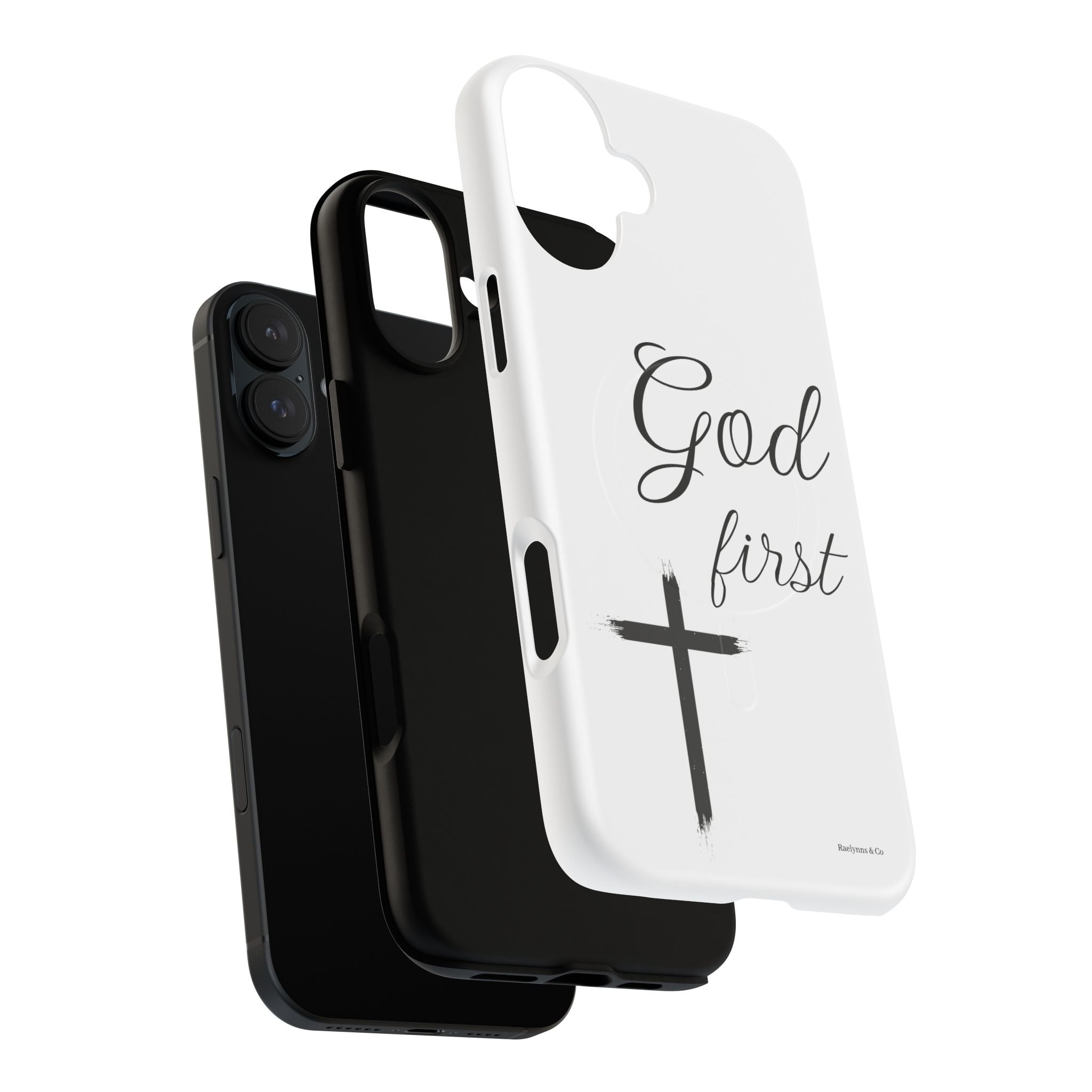 God First Phone Case — White Tough Magnetic Christian iPhone Cover