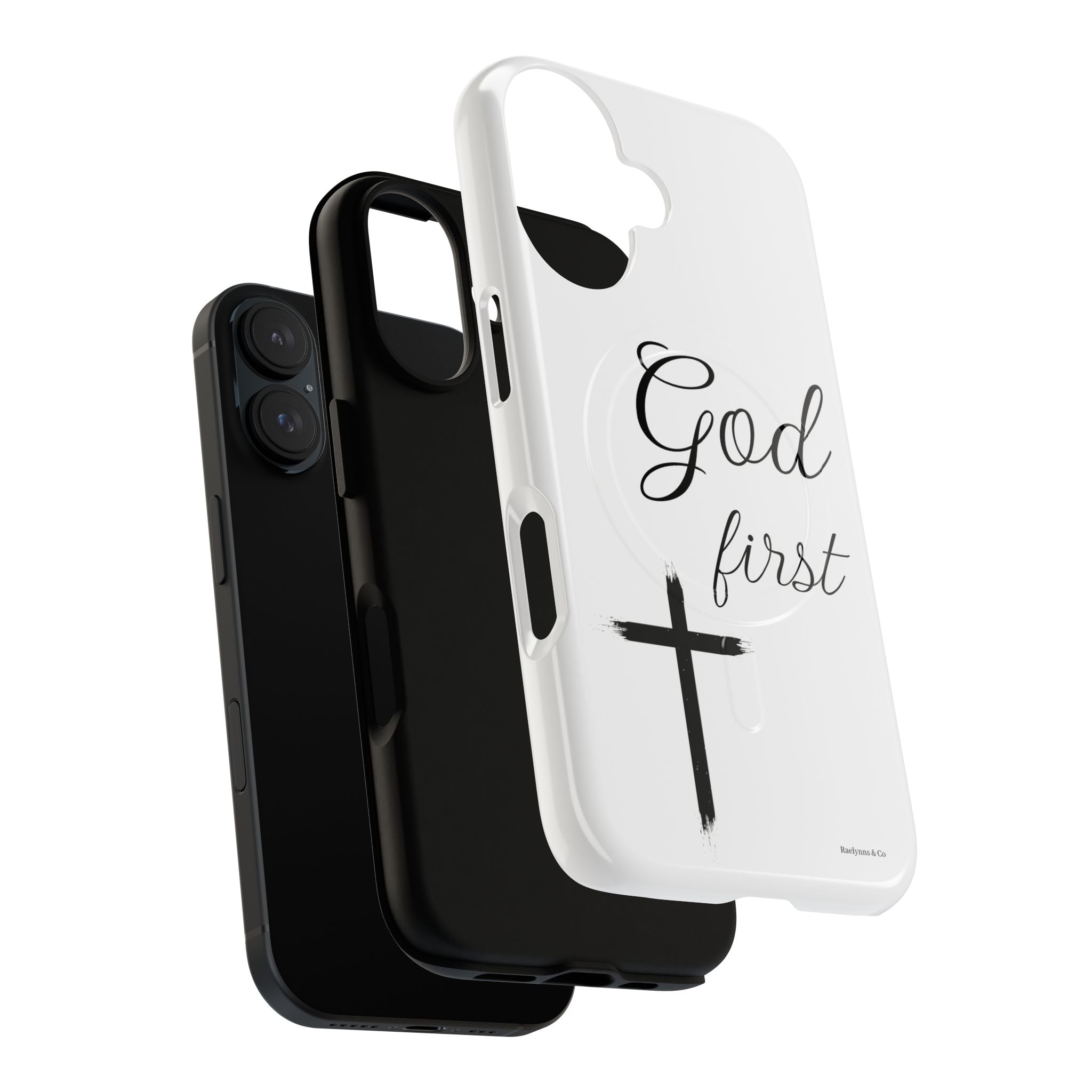 God First Phone Case — White Tough Magnetic Christian iPhone Cover