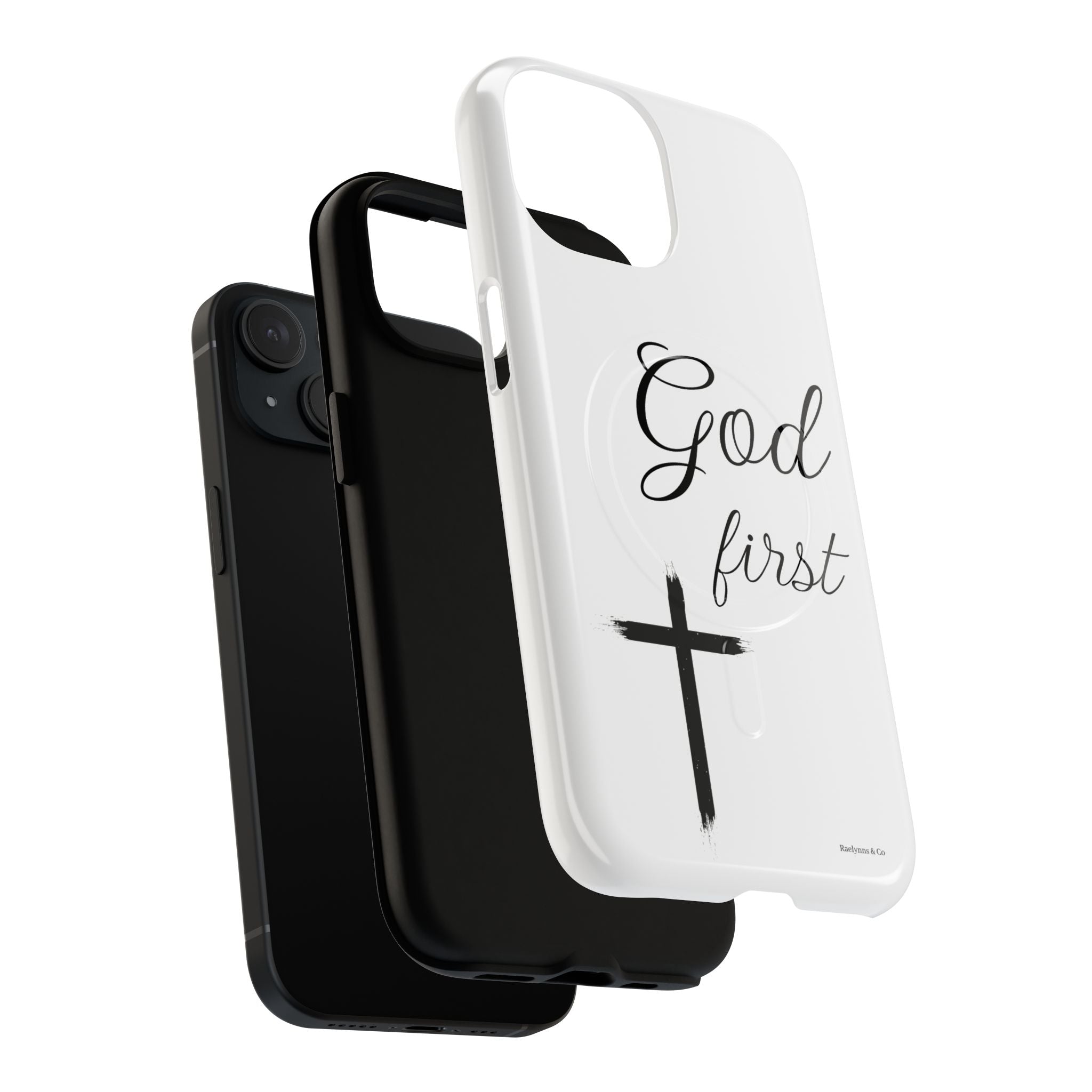 God First Phone Case — White Tough Magnetic Christian iPhone Cover