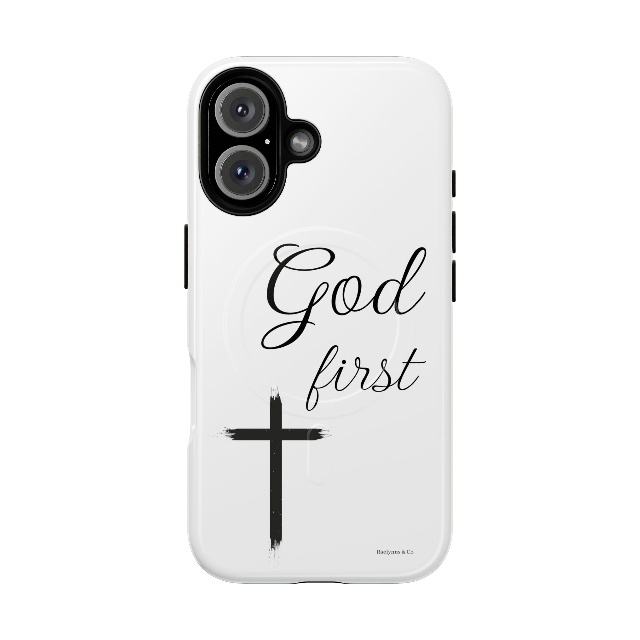 God First Phone Case — White Tough Magnetic Christian iPhone Cover