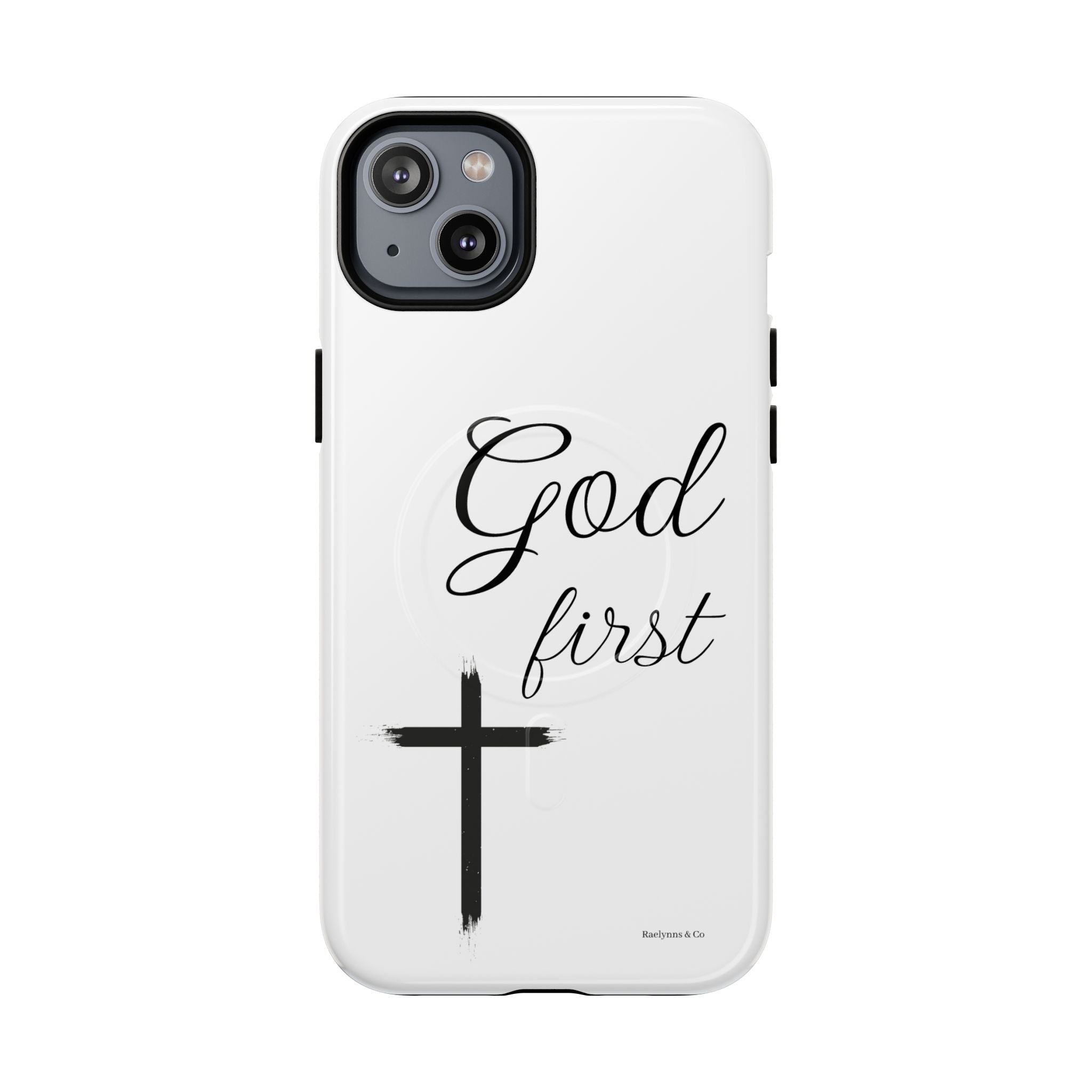 God First Phone Case — White Tough Magnetic Christian iPhone Cover