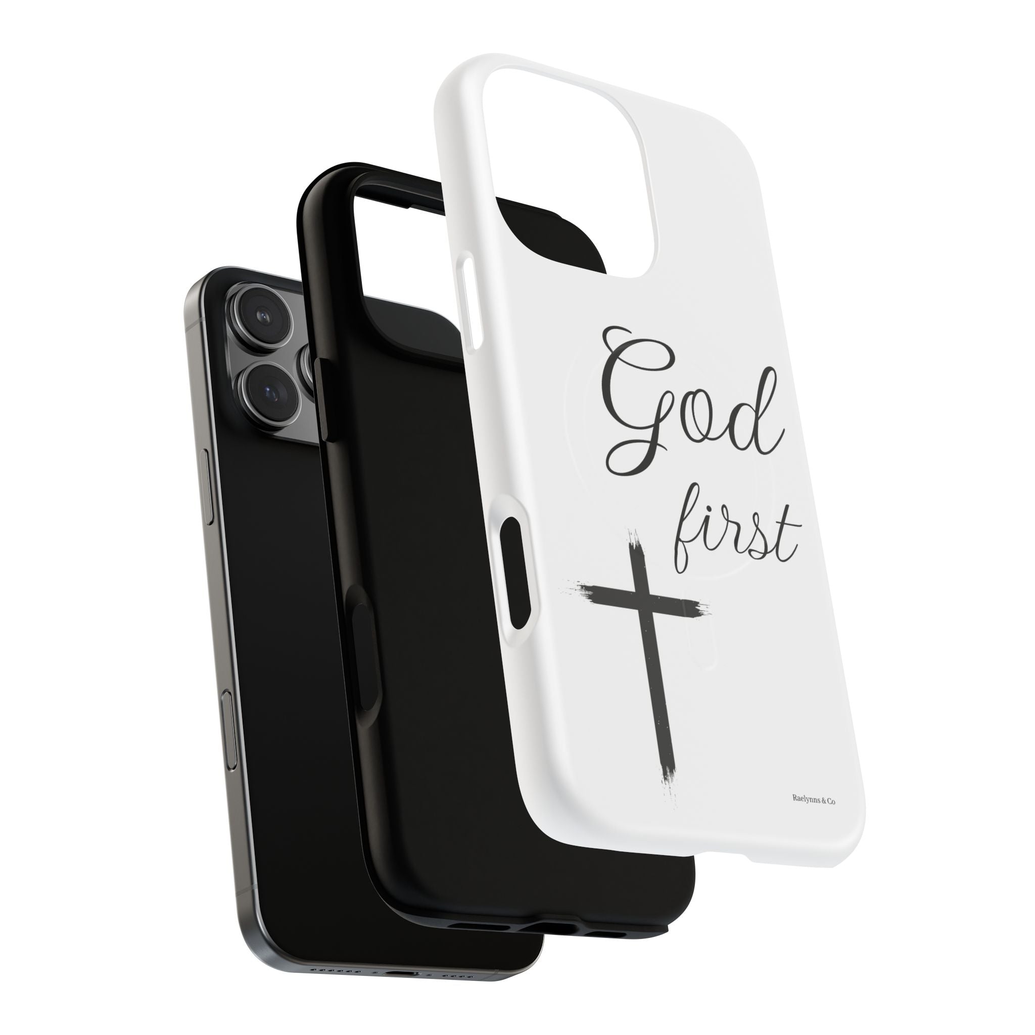 God First Phone Case — White Tough Magnetic Christian iPhone Cover