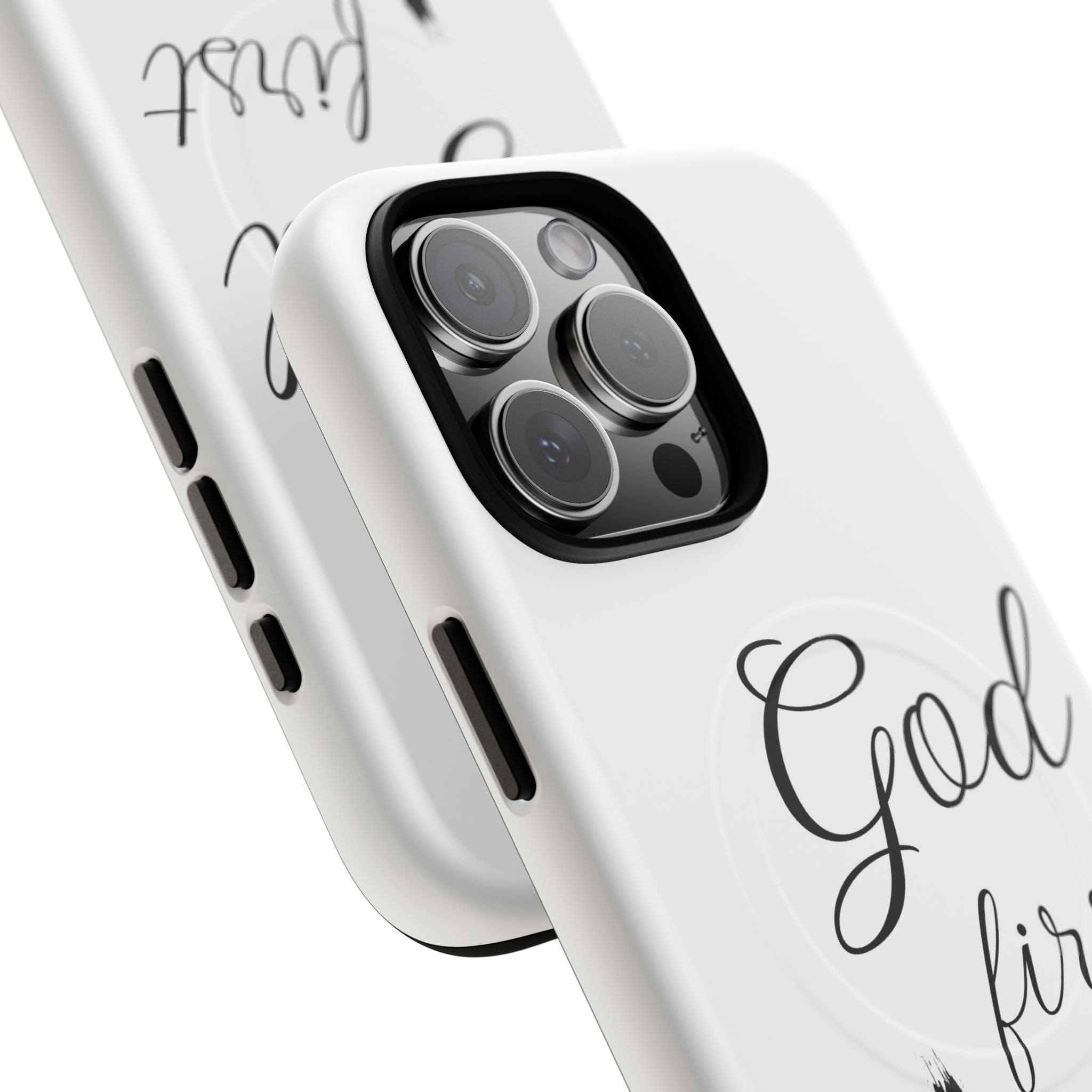 God First Phone Case — White Tough Magnetic Christian iPhone Cover