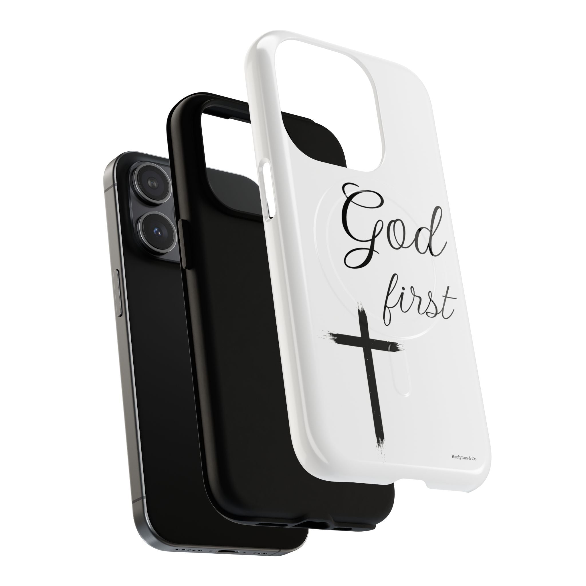 God First Phone Case — White Tough Magnetic Christian iPhone Cover