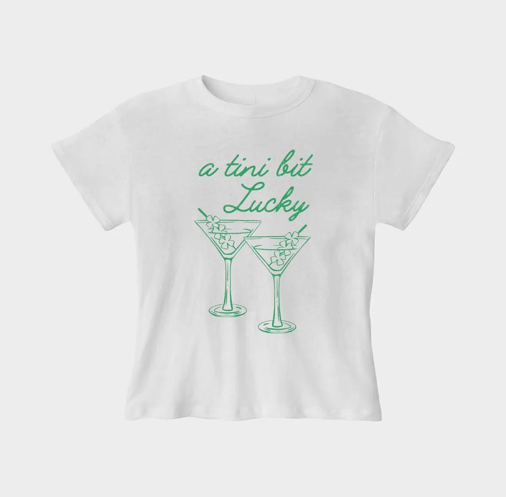 A Tini Bit Lucky St. Patrick’s Day Fitted Tee (Made to order so preorders are open until 02/26 to ensure delivery by St. Patrick’s Day) - RaeLynns Boutique