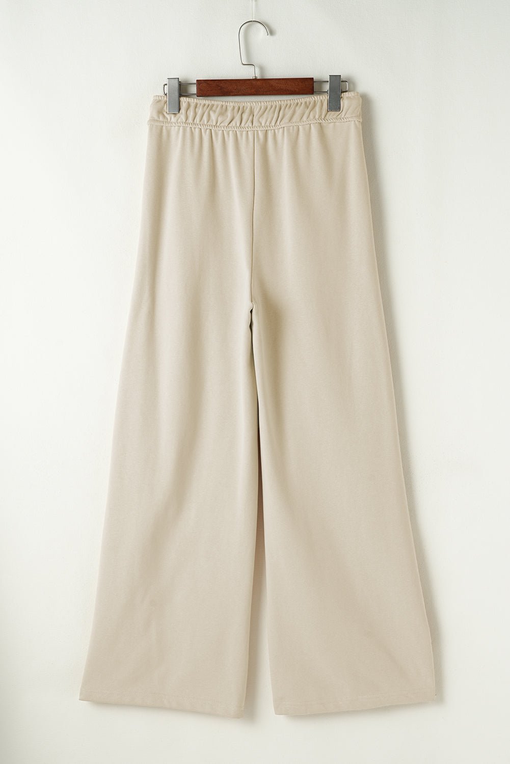 Apricot Loop Drawstring Elastic Waistband Casual Wide Leg Pants - Raelynns&Co
