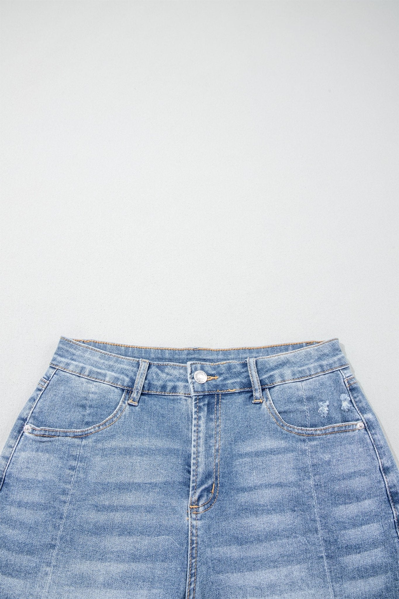 Beau Blue Acid Wash Raw Hem Denim Shorts - Raelynns&Co