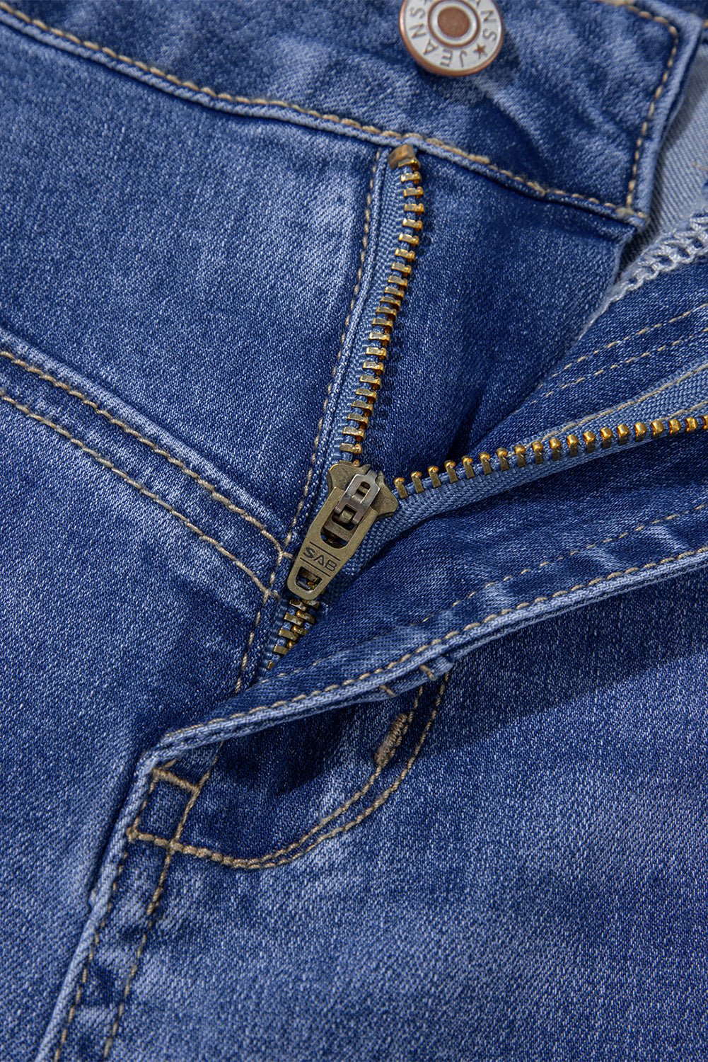 Beau Blue Tailored Center Seam Detail Straight Loose High Rise Jeans - Raelynns&Co