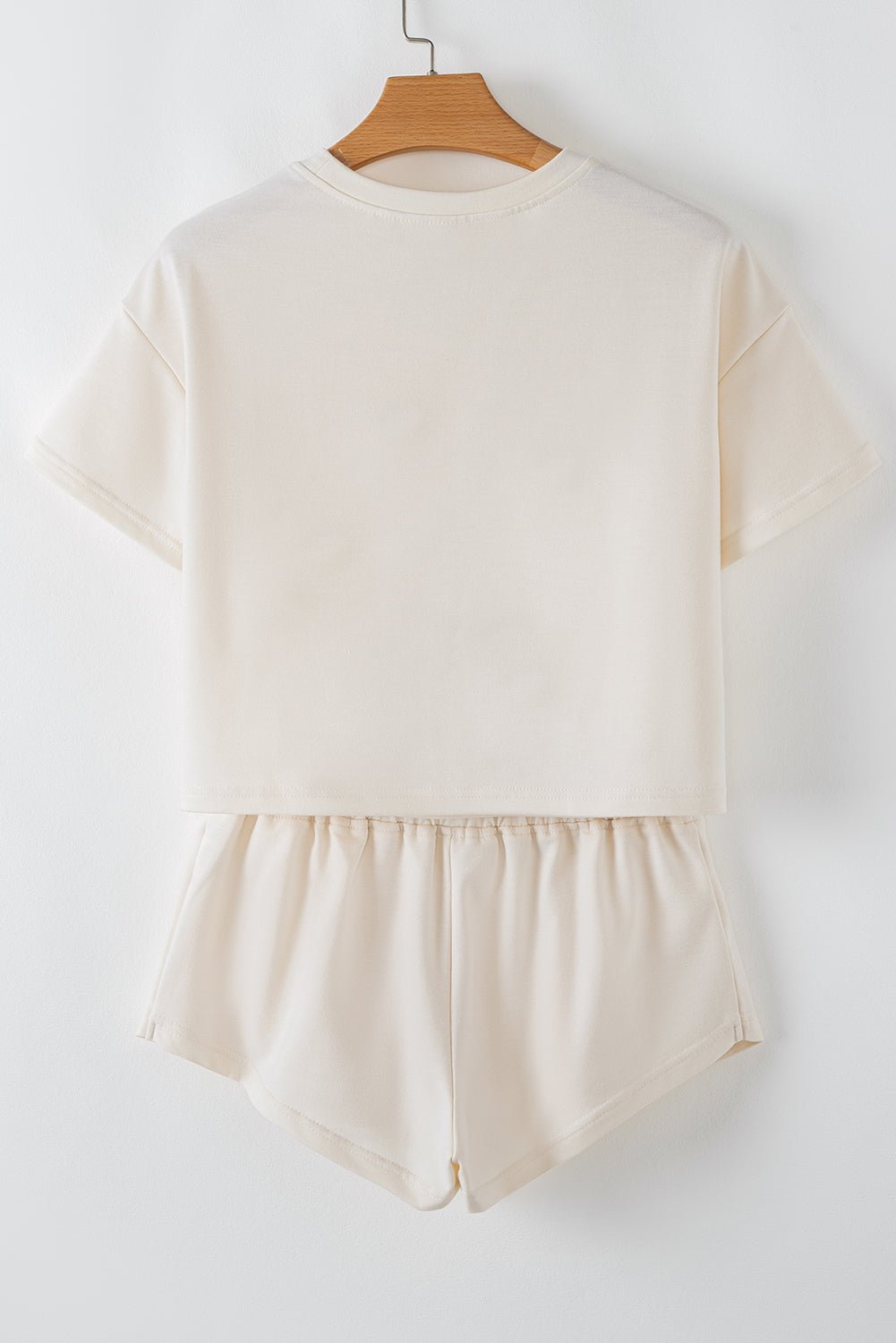 Beige 2pcs Cropped Tee and Ruffle High Waist Skort Set - Raelynns&Co