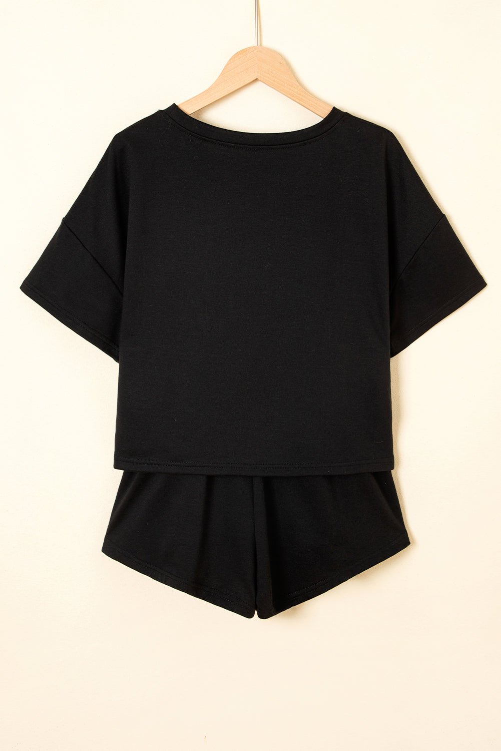 Black 2pcs Cropped Tee and Ruffle High Waist Skort Set - Raelynns&Co