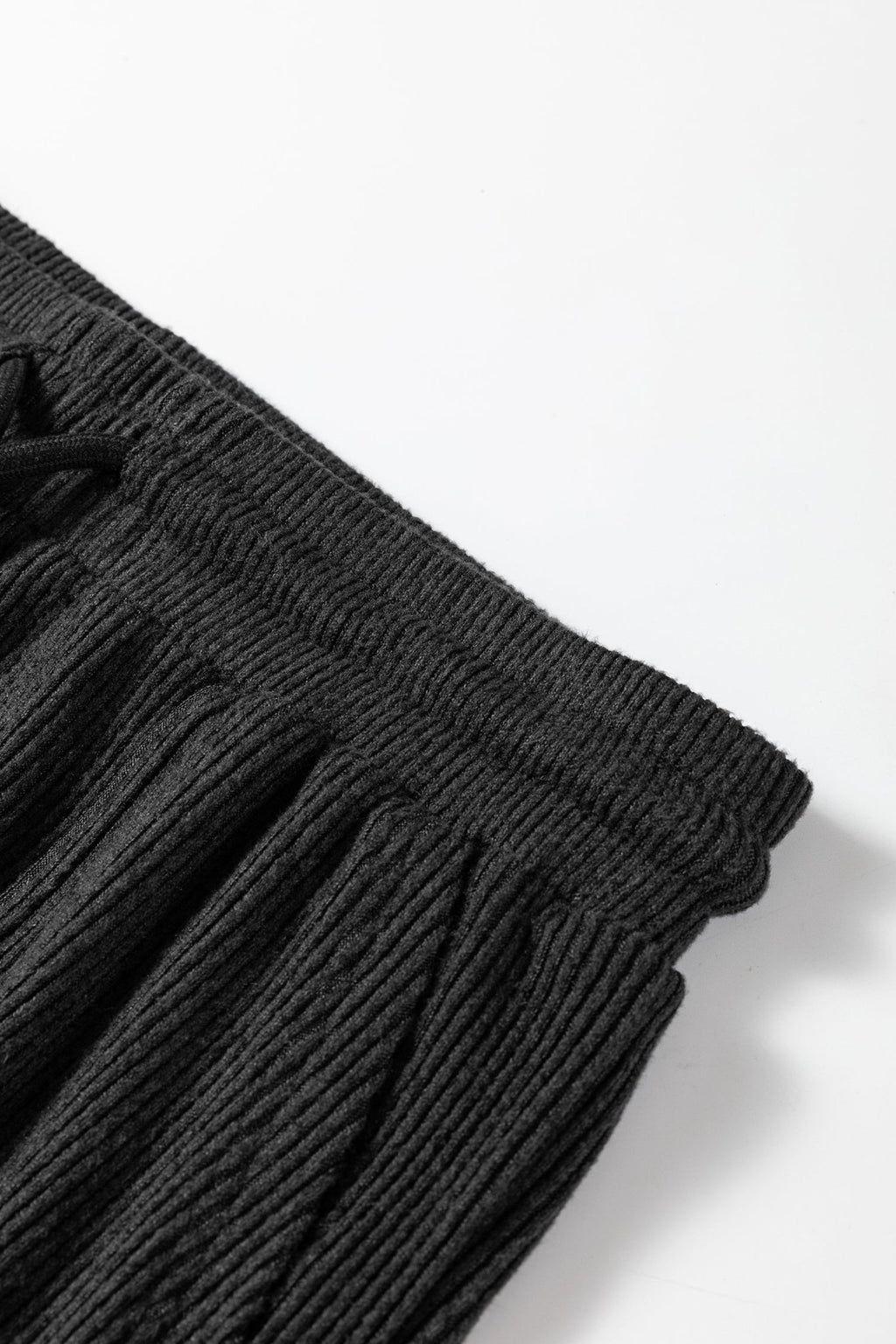 Black Ribbed Drawstring Active Jogger Pants - Raelynns&Co