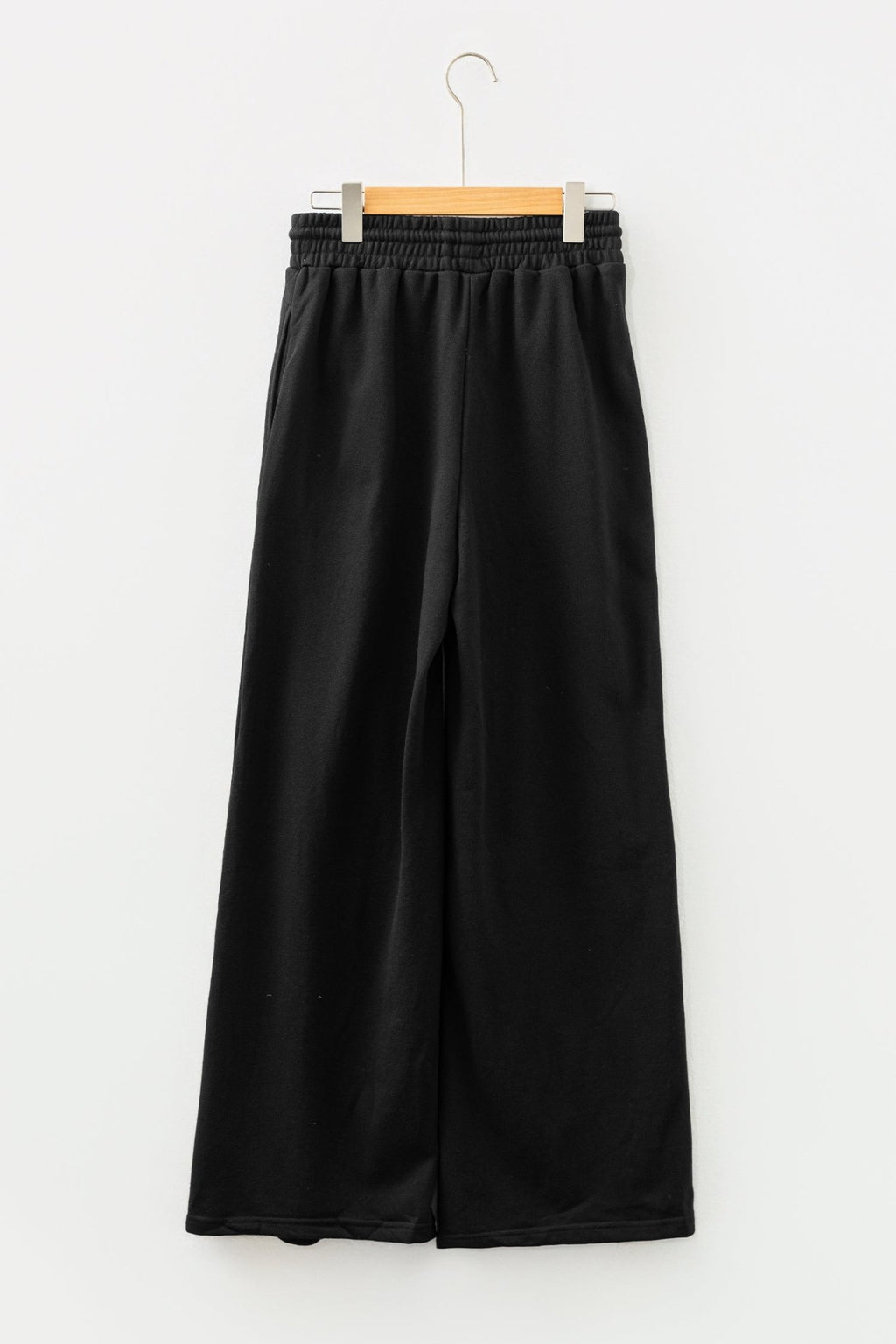 Black Seamed Drawstring High Waist Wide Leg Sweatpants - Raelynns&Co