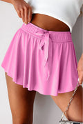 Bonbon Drawstring Elastic Waistband Lined Tennis Skorts - Raelynns&Co