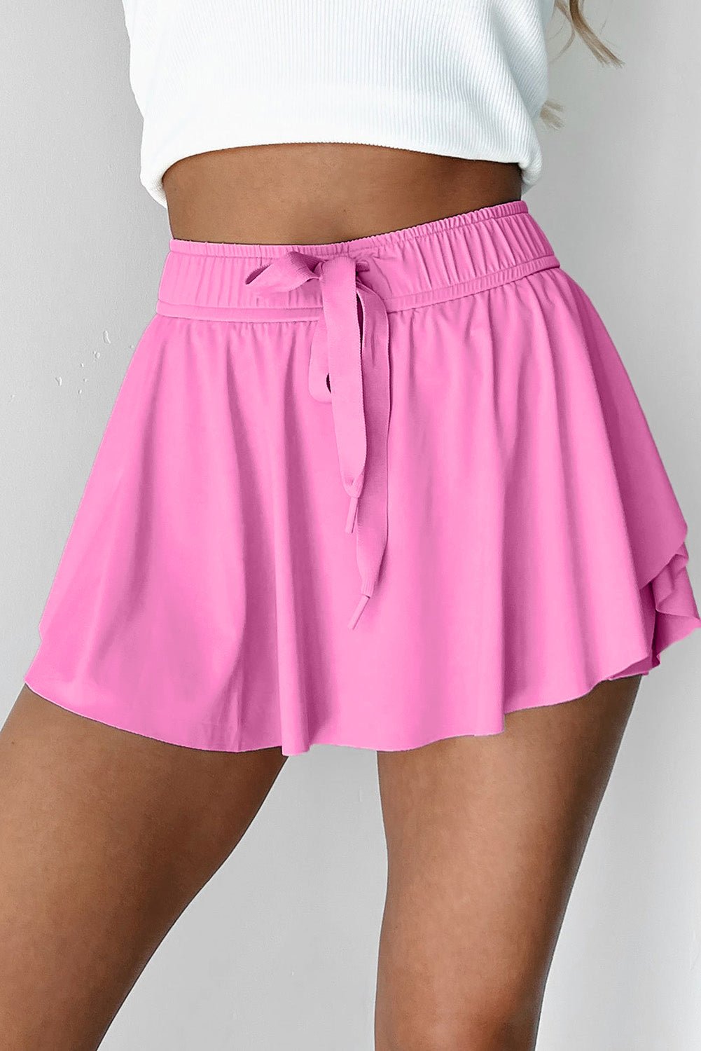 Bonbon Drawstring Elastic Waistband Lined Tennis Skorts - Raelynns&Co