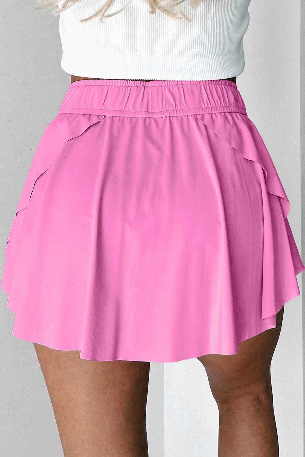 Bonbon Drawstring Elastic Waistband Lined Tennis Skorts - Raelynns&Co