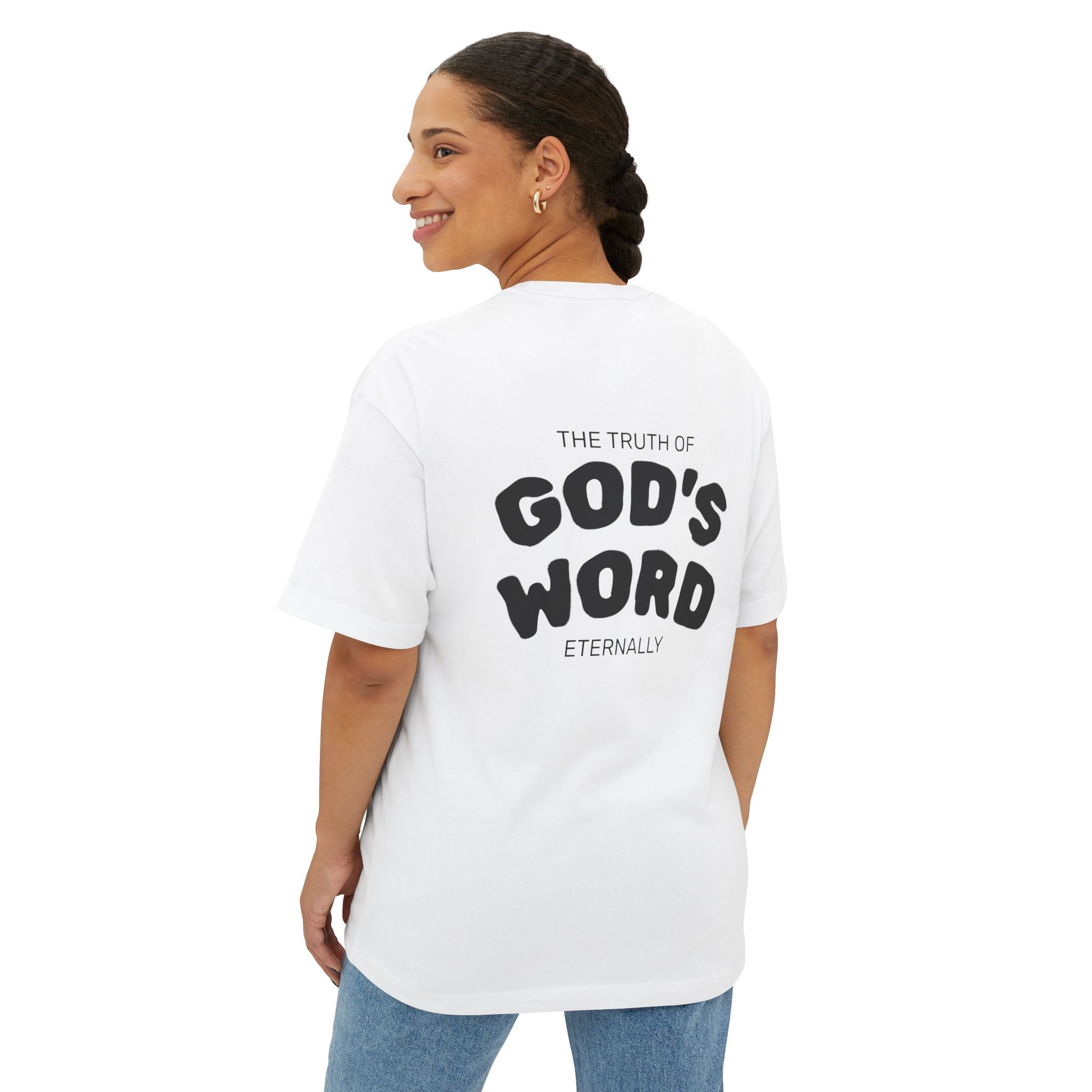 Boxy Tee — “God’s Word” Faith Graphic Oversized T-Shirt - RaeLynns Boutique