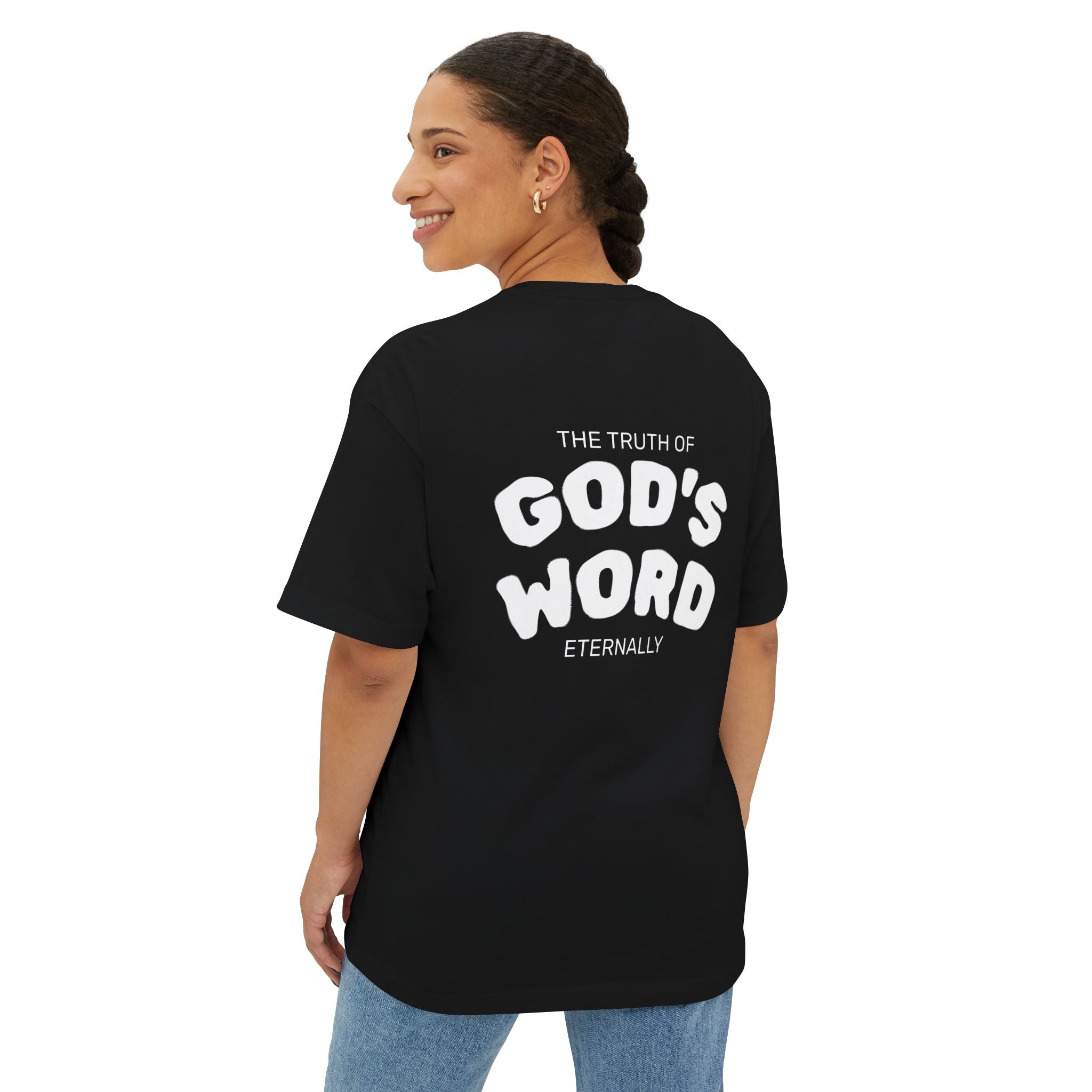 Boxy Tee — “God’s Word” Faith Graphic Oversized T-Shirt - RaeLynns Boutique