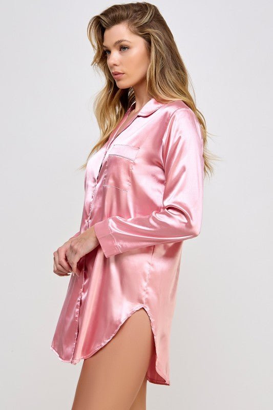 BW1788 Kimberly Satin Sleepshirt - Raelynns&Co