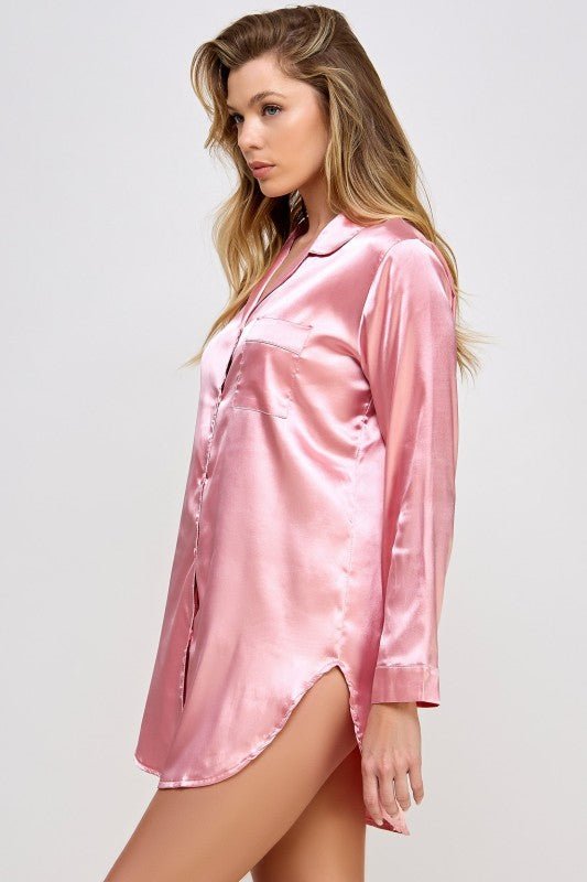 BW1788 Kimberly Satin Sleepshirt - Raelynns&Co