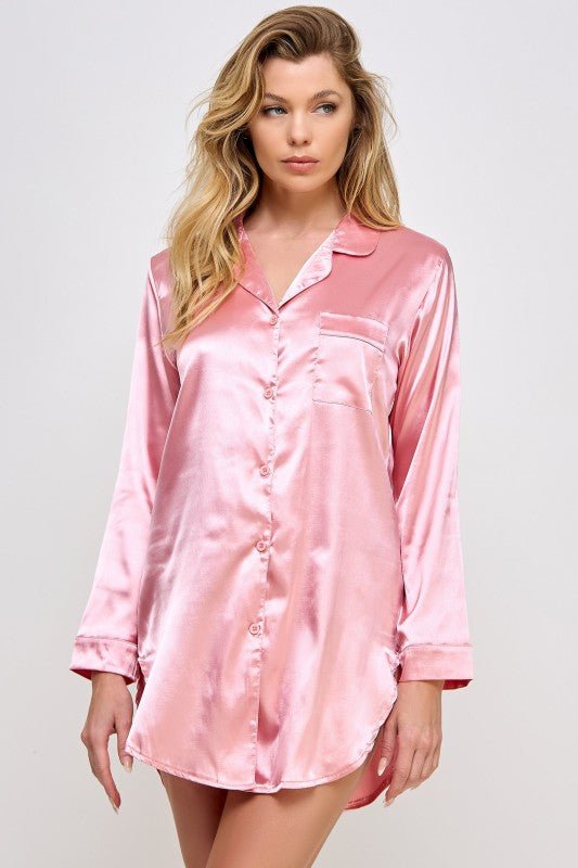 BW1788 Kimberly Satin Sleepshirt - Raelynns&Co