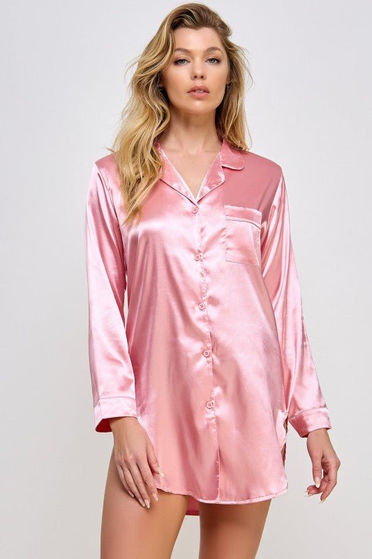 BW1788 Kimberly Satin Sleepshirt - Raelynns&Co