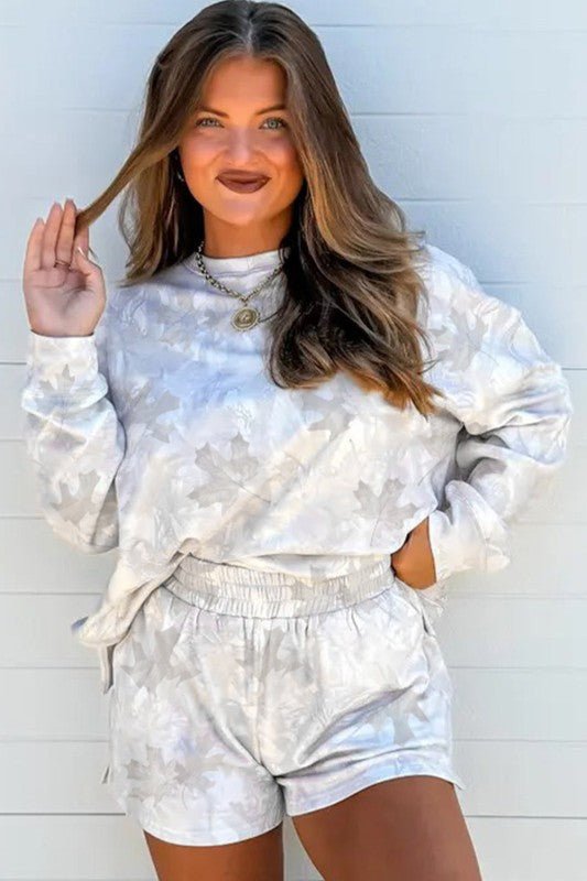 Camo Abstract Top and Elastic Waist Short Set - RaeLynns Boutique