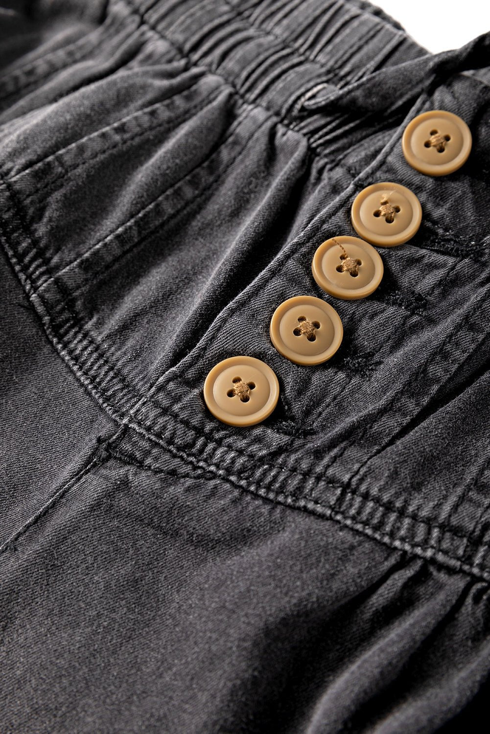 Carbon Grey Mineral Wash Button Fly Waist Wide Leg Jeans - Raelynns&Co
