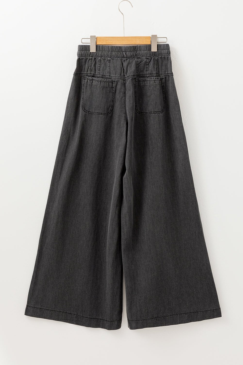 Carbon Grey Mineral Wash Button Fly Waist Wide Leg Jeans - Raelynns&Co