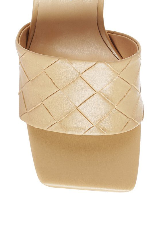 Carmen High Heeled Woven Square Toe Sandal - RaeLynns Boutique