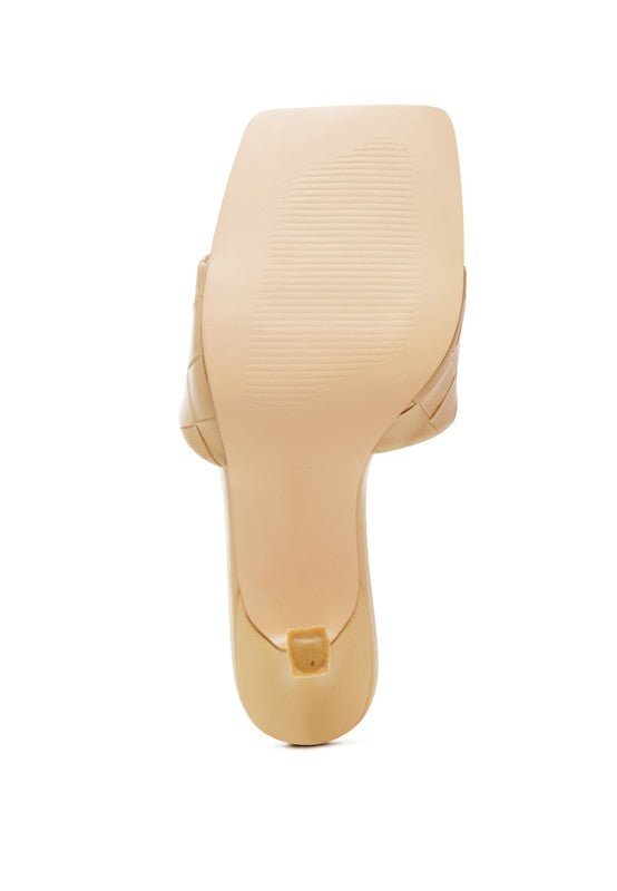 Carmen High Heeled Woven Square Toe Sandal - RaeLynns Boutique