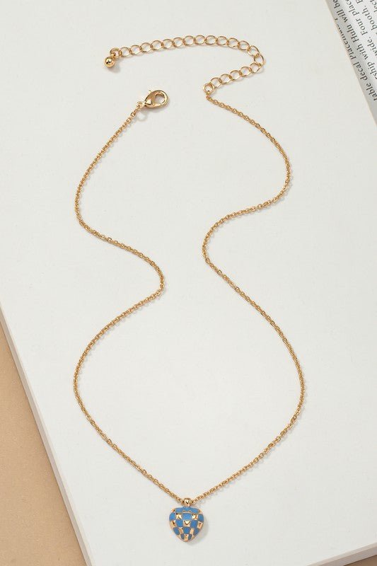 Checker Heart Pendant Necklace - RaeLynns Boutique