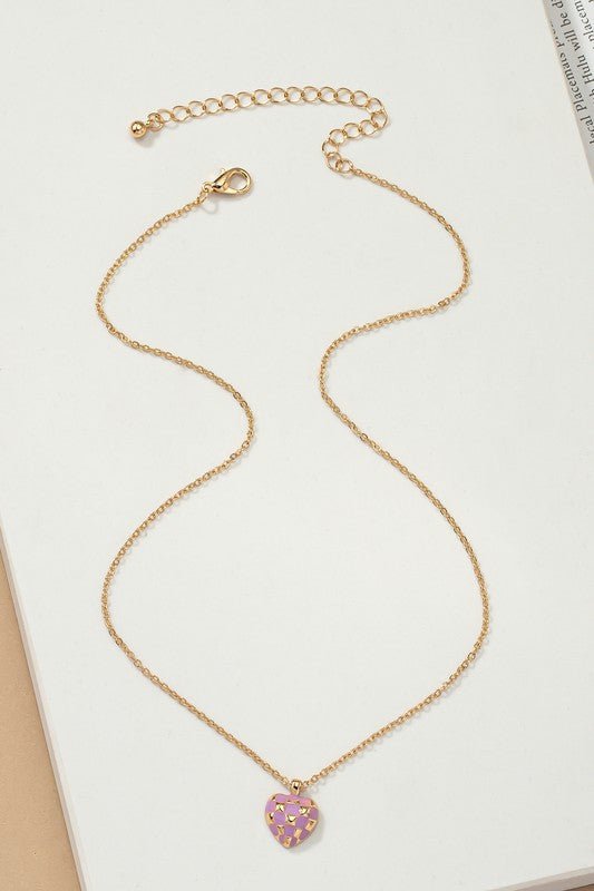 Checker Heart Pendant Necklace - RaeLynns Boutique